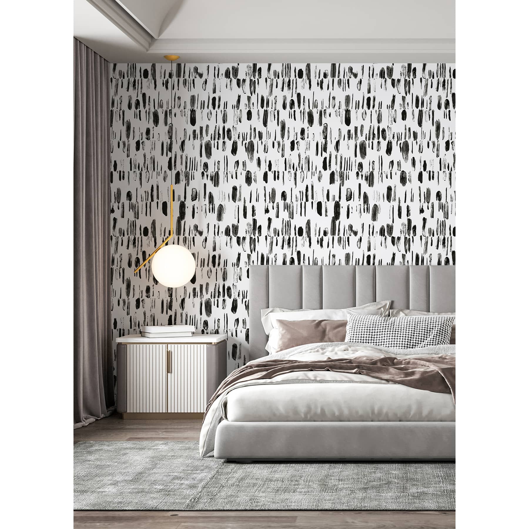 Katie Hunt Black Bold Brush Strokes Wall Mural