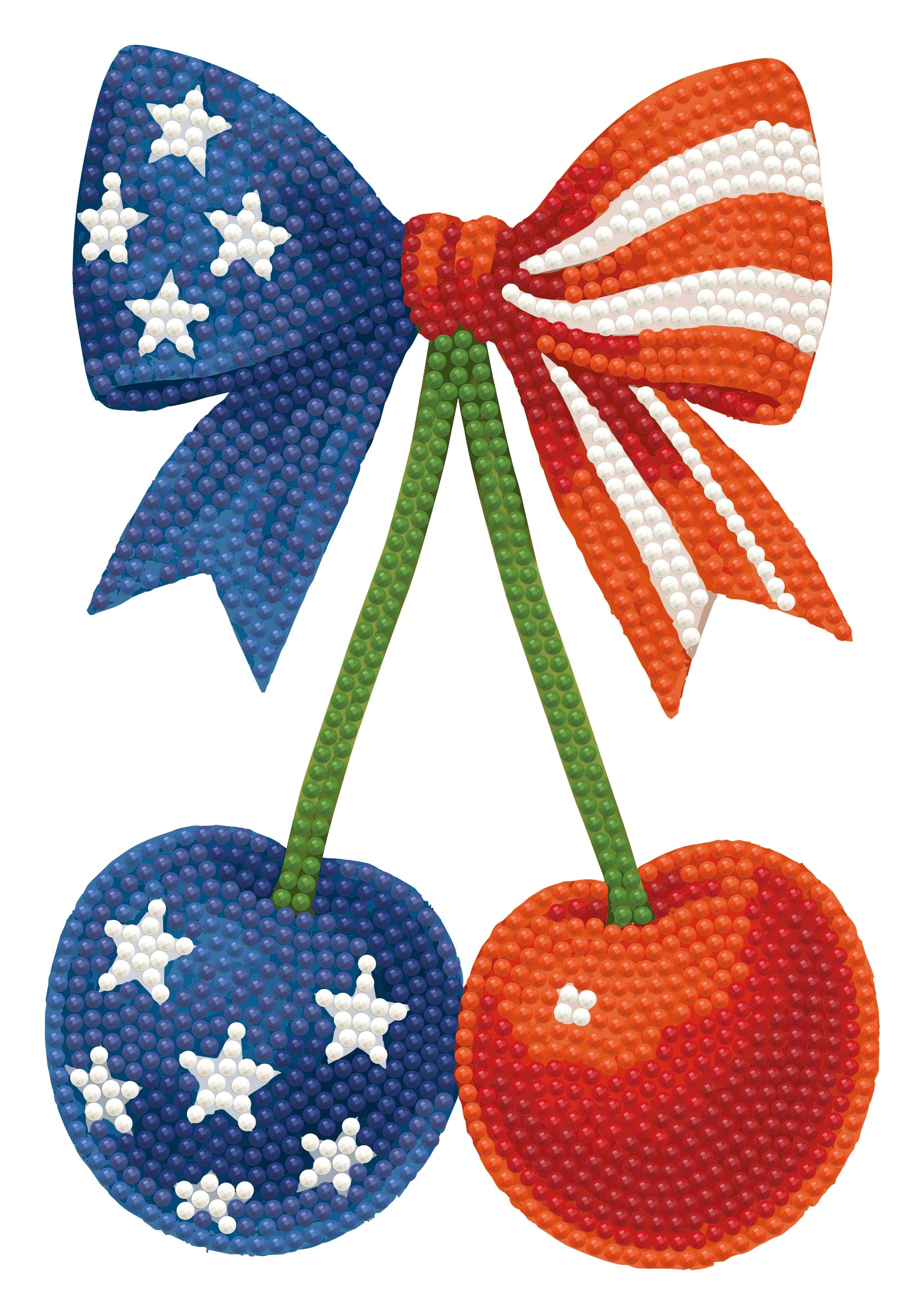 Diamond Dotz® Red, White & Blue Stars & Stripes Cherries Iron-On 'n' Dot Kit