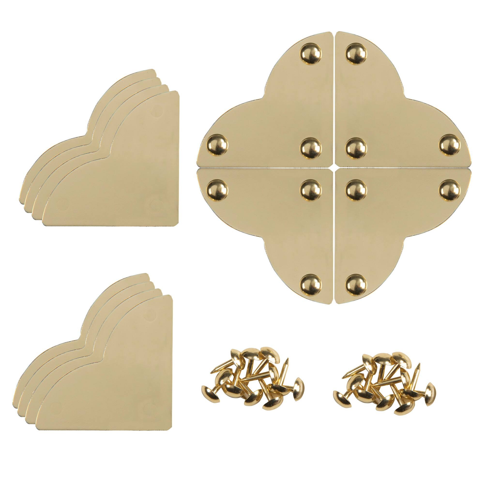Dritz® Home Small Brass Smooth Quatrefoil Corners, 3 Pack