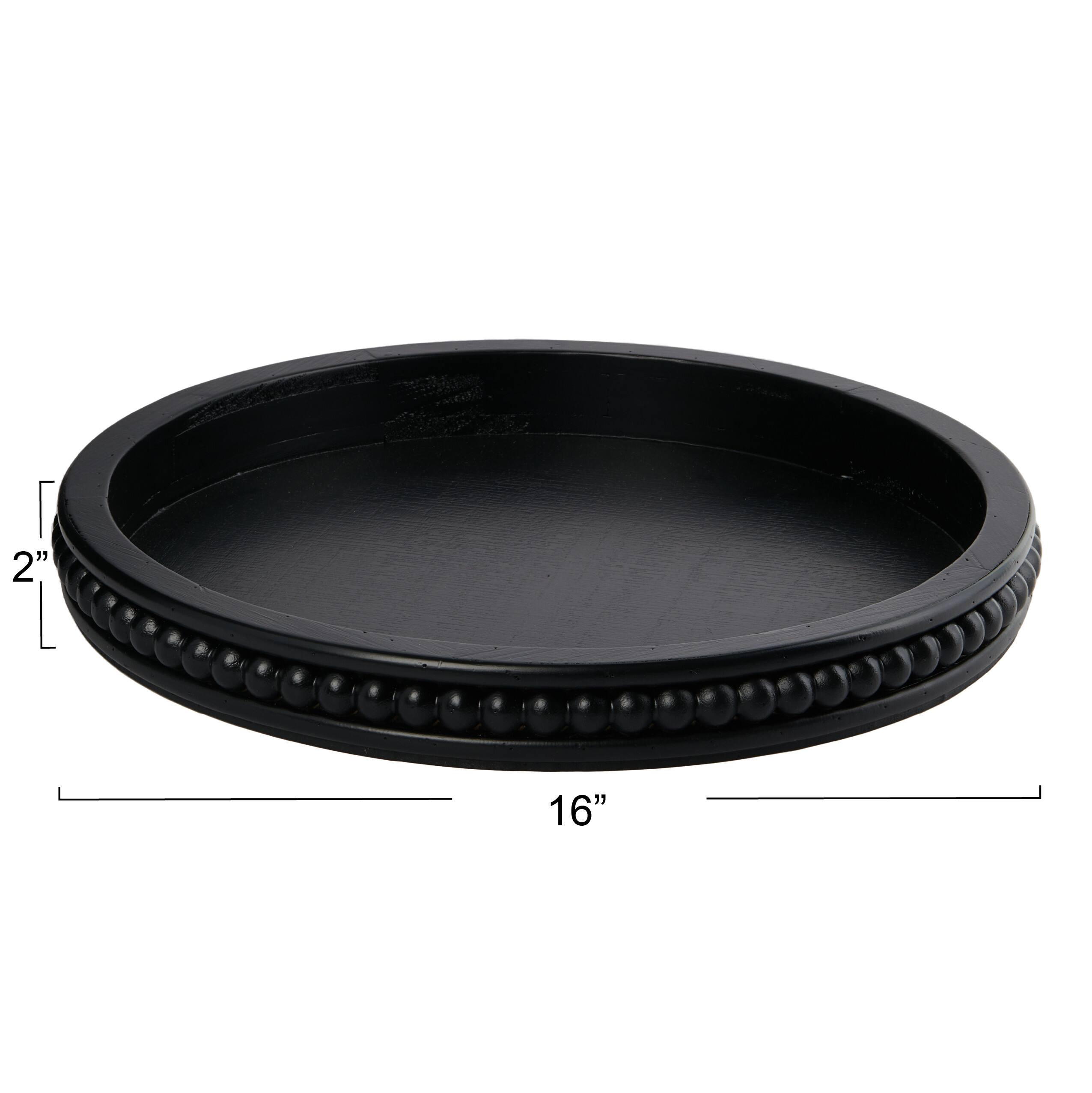 Hello Honey® 16" Decorative Round Wood Tray with Hobnail Edge