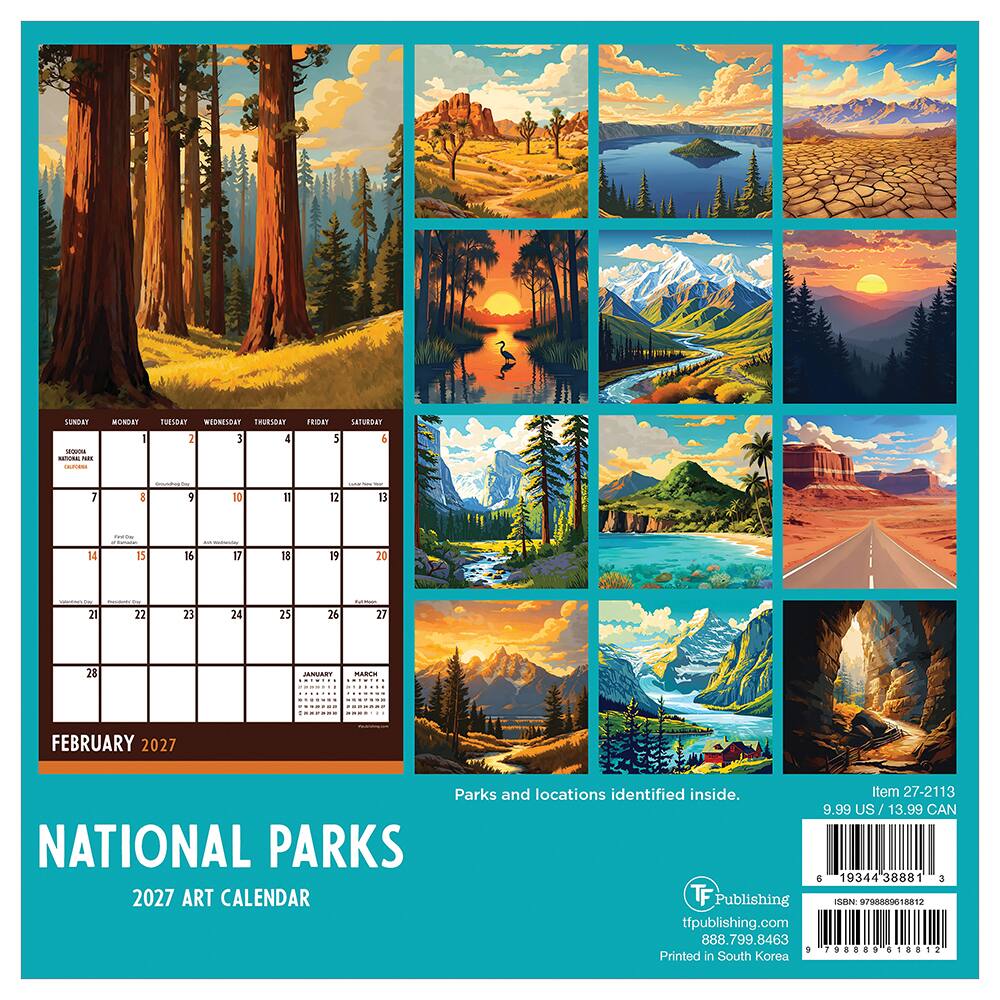 2027 National Parks-Art Mini Calendar