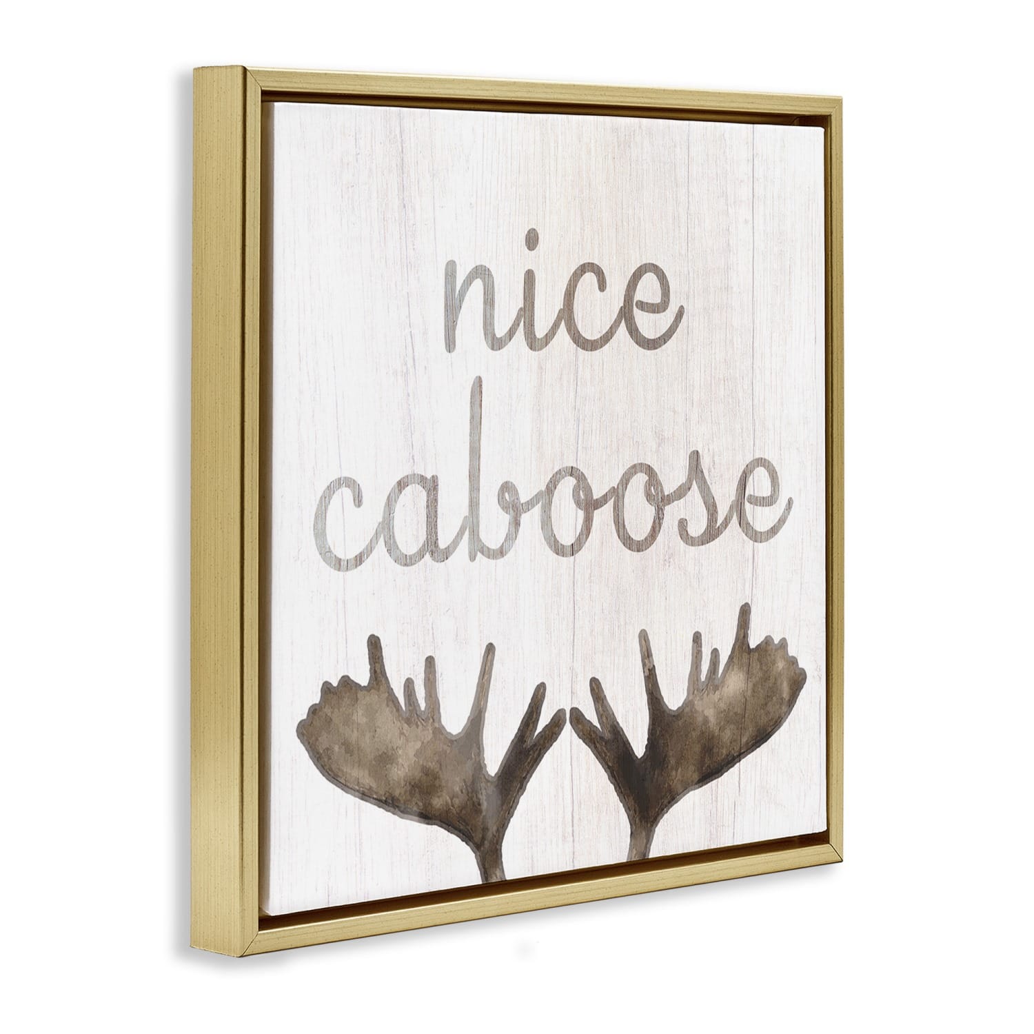 Stupell Industries Nice Caboose Bathroom Moose Antlers Floater Framed Art