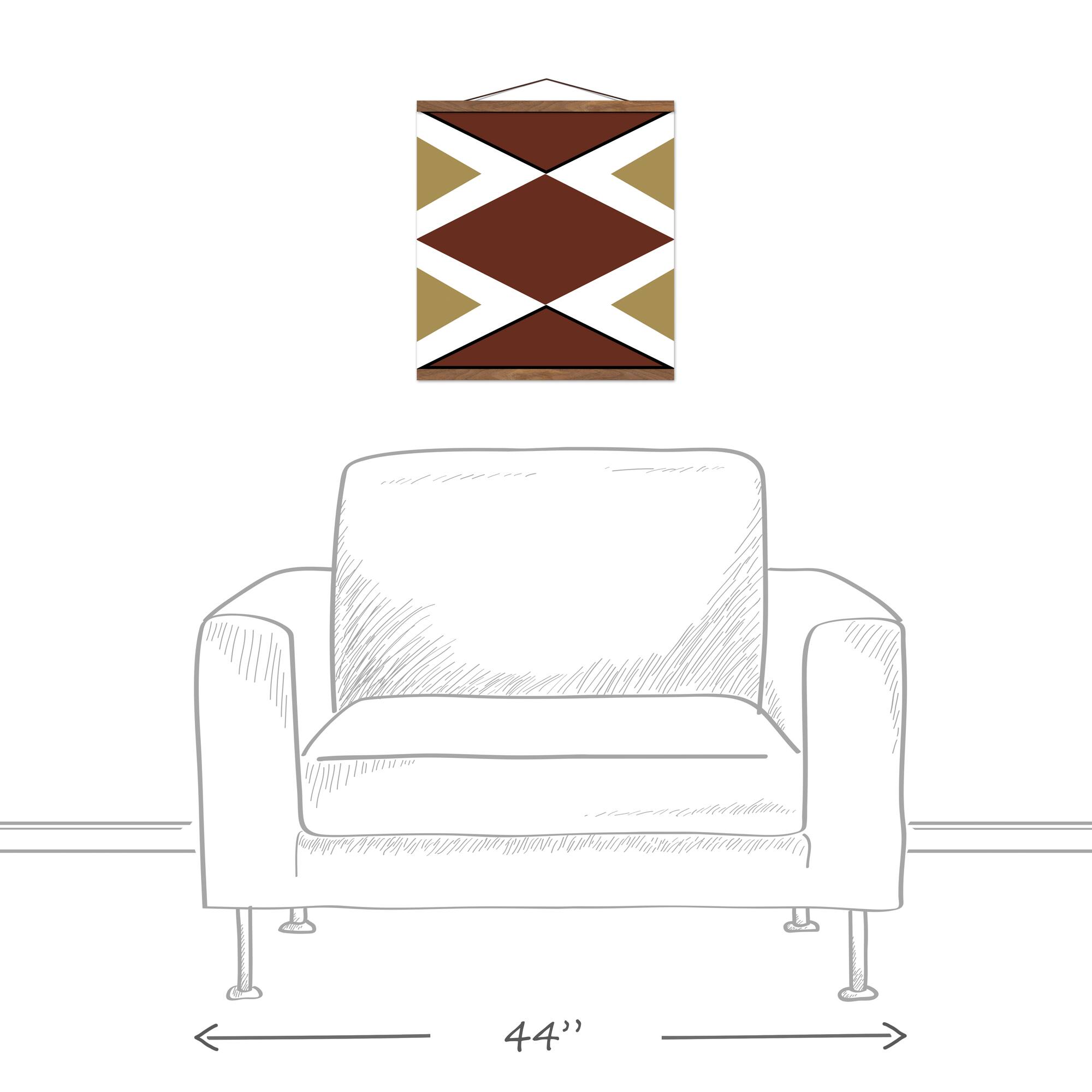 Mud Cloth Triangles 16" x 16" Teak Hanging Canvas