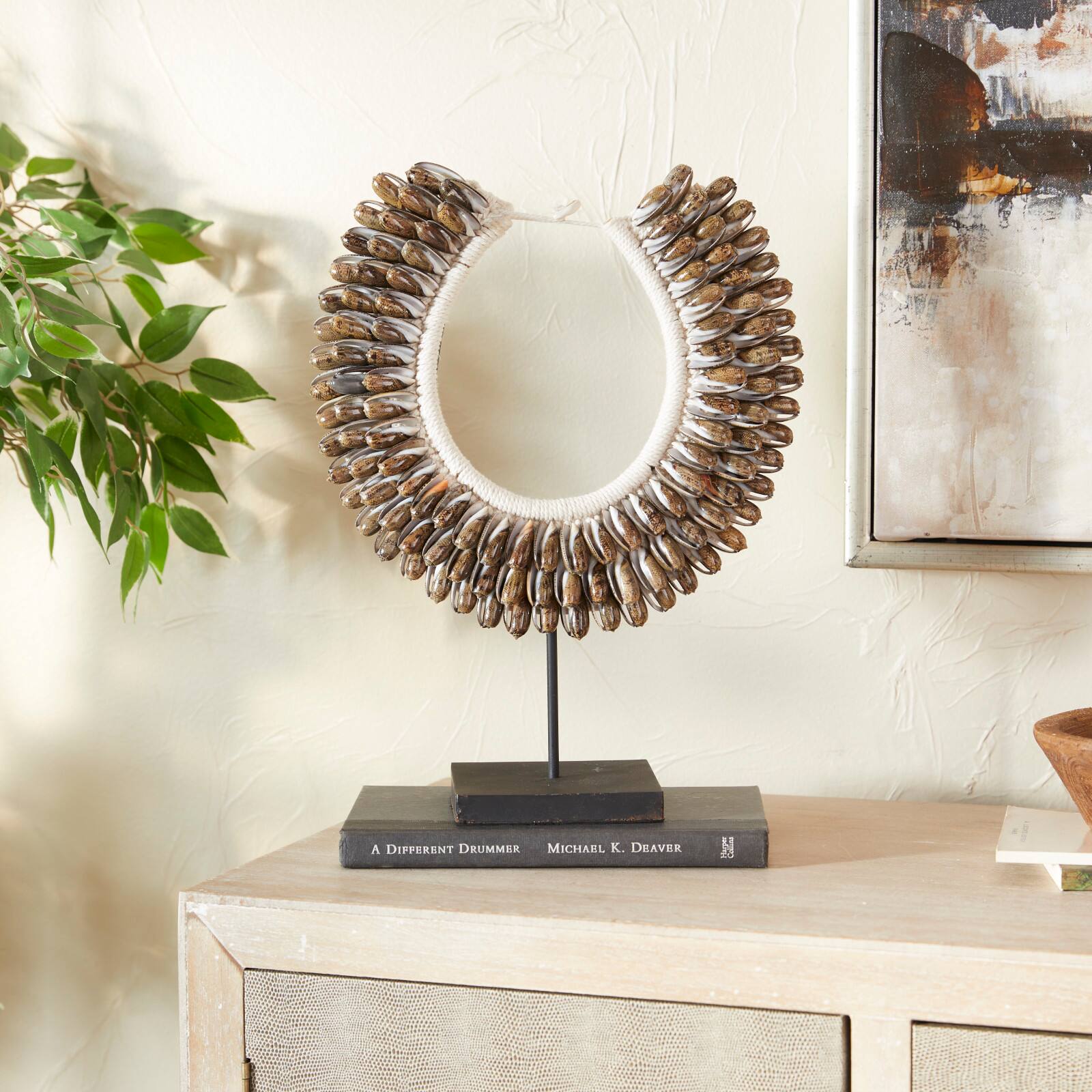 Brown Cotton Eclectic Sculpture, 15" x 12" x 6"