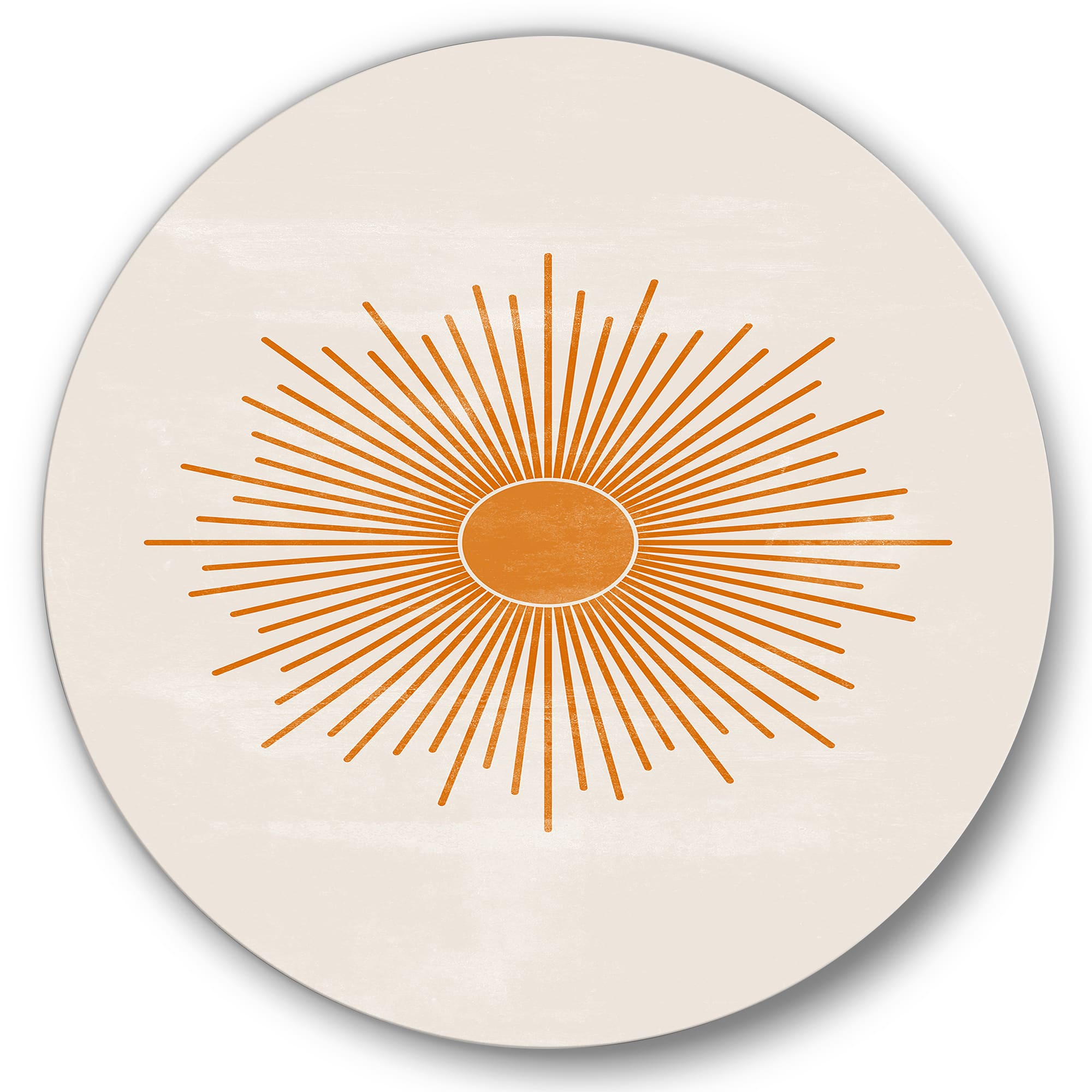 Designart - Orange Sun Print II - Modern Metal Circle Wall Art