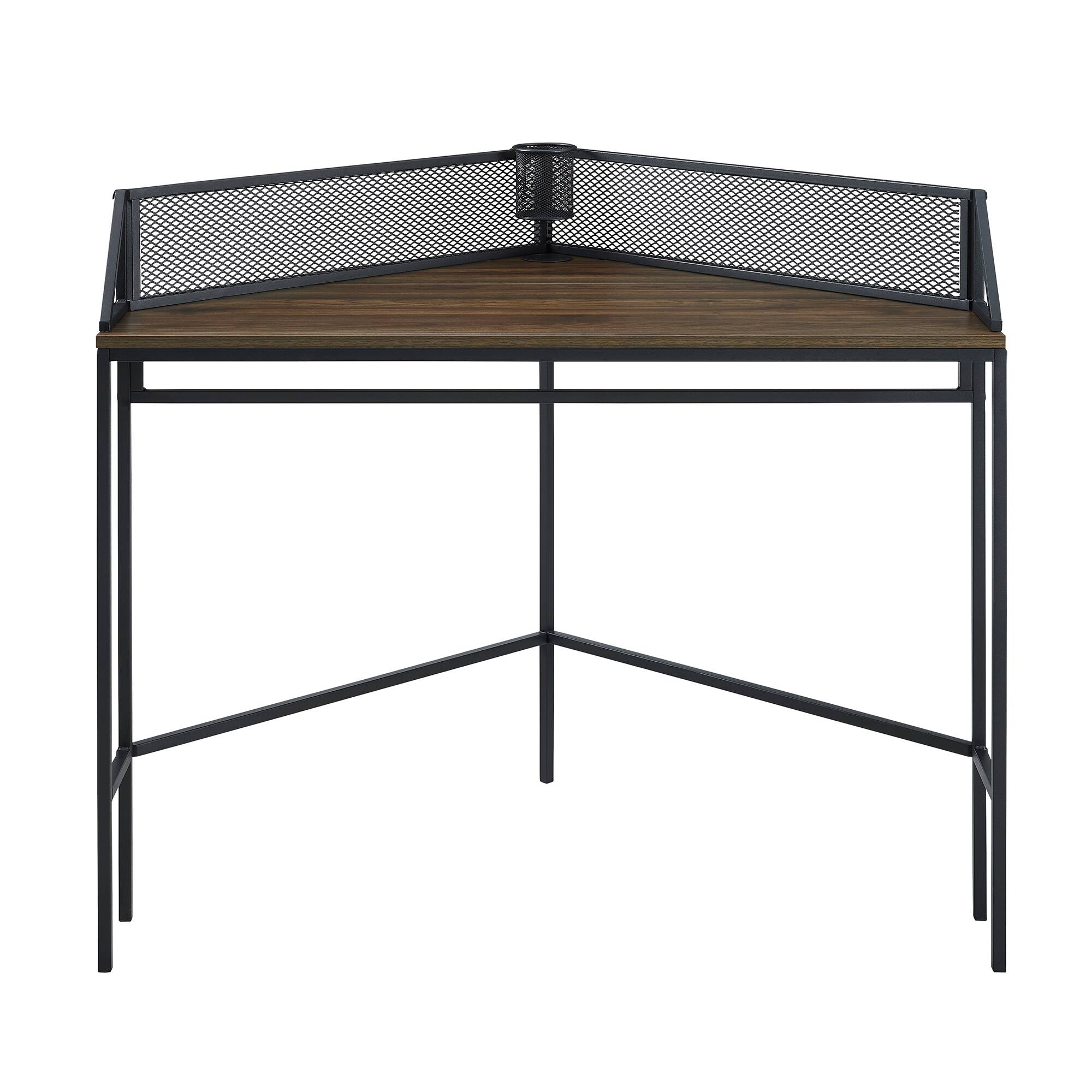 Walker Edison 42" Dark Walnut Industrial Corner Desk