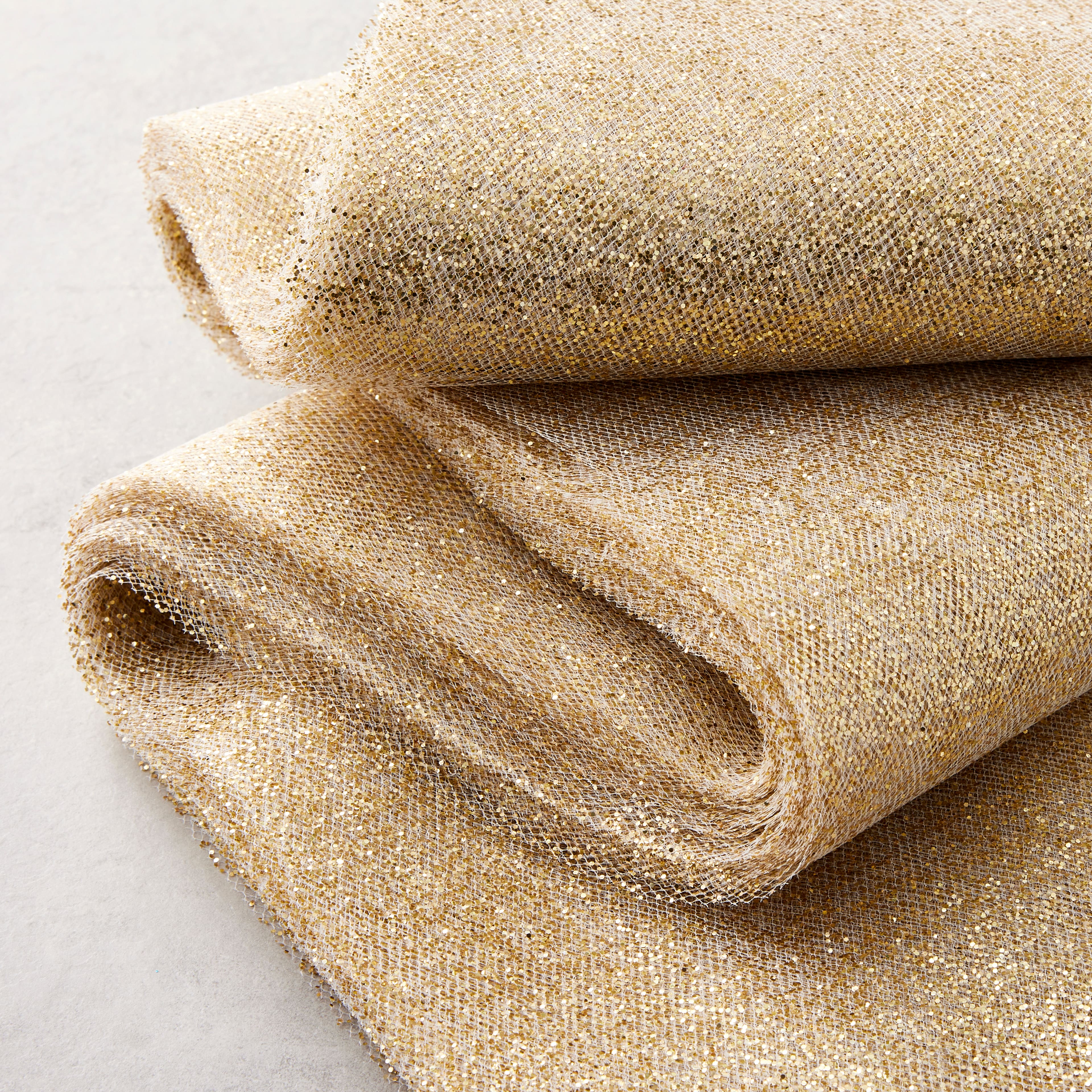 12 Packs: 50 ct. (600 total) Gold Glitter Pre-Cut Tulle Strips by Celebrate It™