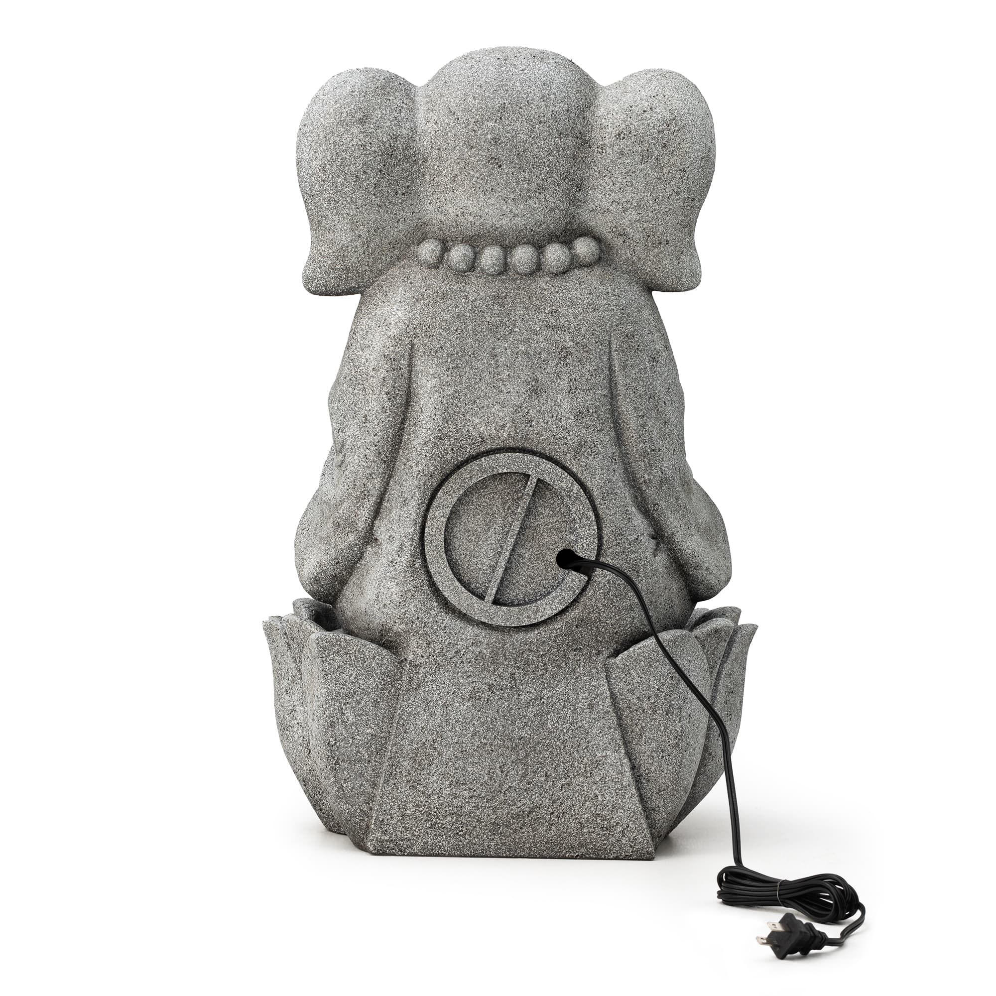 Glitzhome® 21.75" Zen-Style LED 2-Tier Elephant Outdoor Fountain