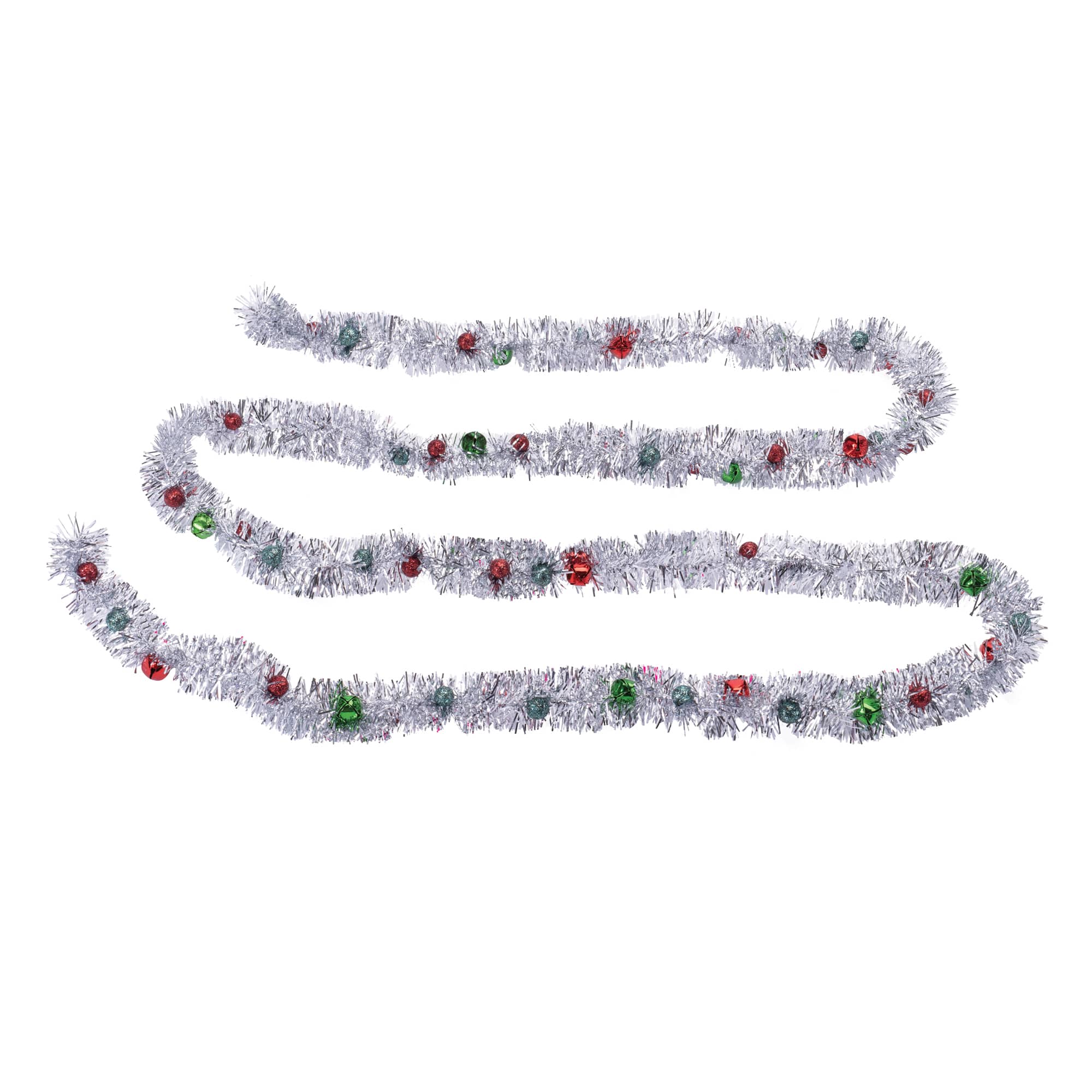 70" Tinsel Sleigh Bell Ornament Garlands, 6ct.