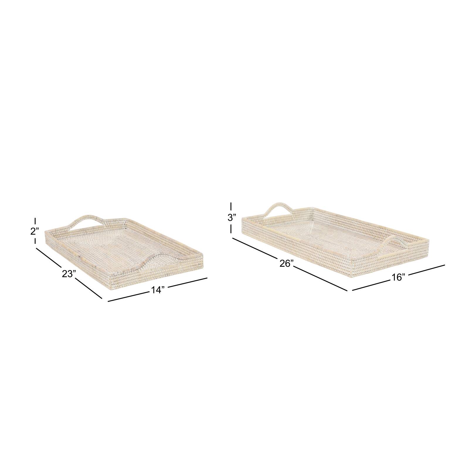 Cream Wood Boho Style Tray Set