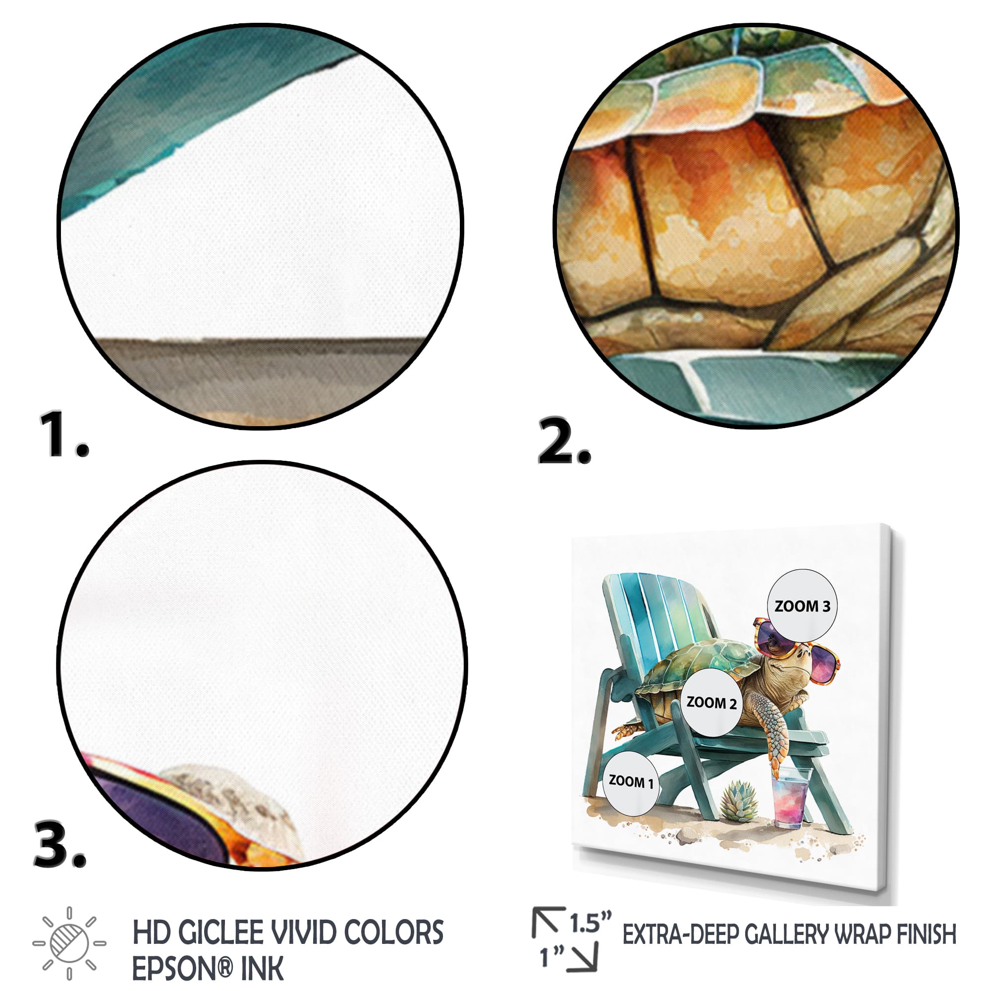 Designart 'Turtle Laying On A Beach Chair With Sunglasses I' Animals Framed Canvas Wall Art