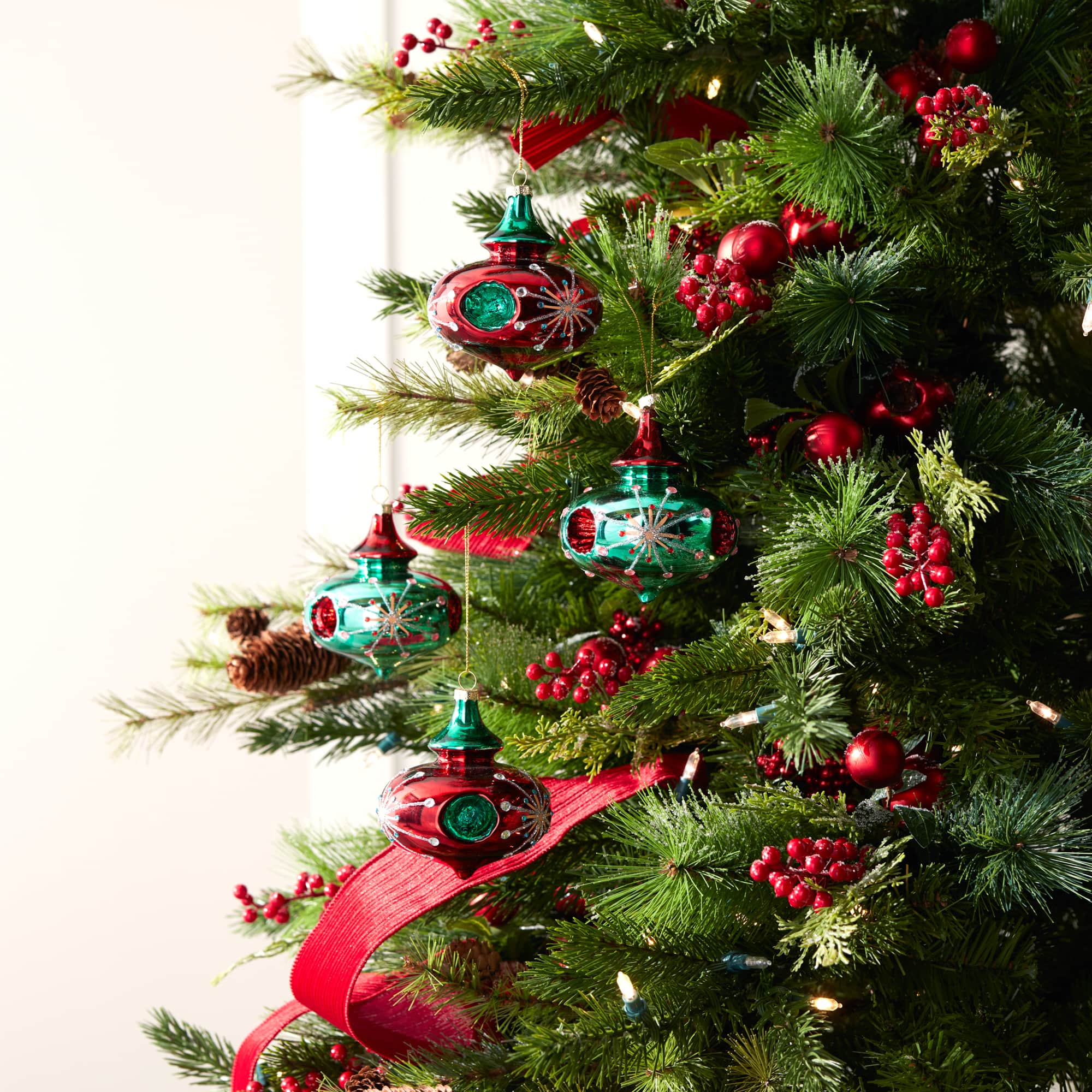 4" Glittered Glass Reflector Ornaments, 6ct.