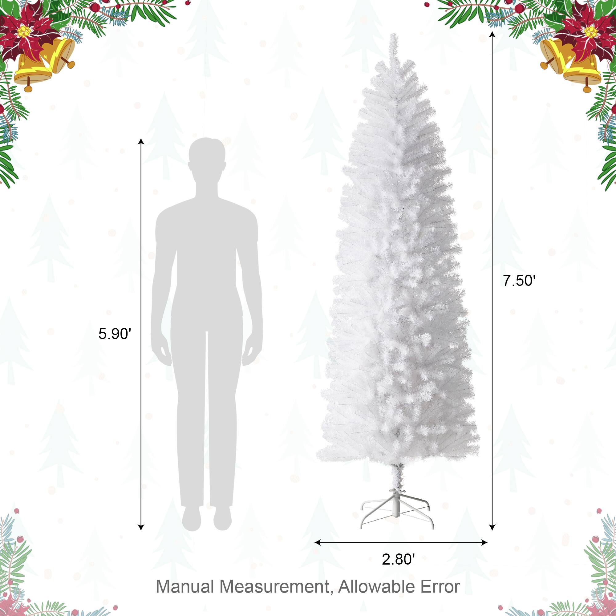 7.5ft. Unlit White Pencil Tinsel Artificial Christmas Tree