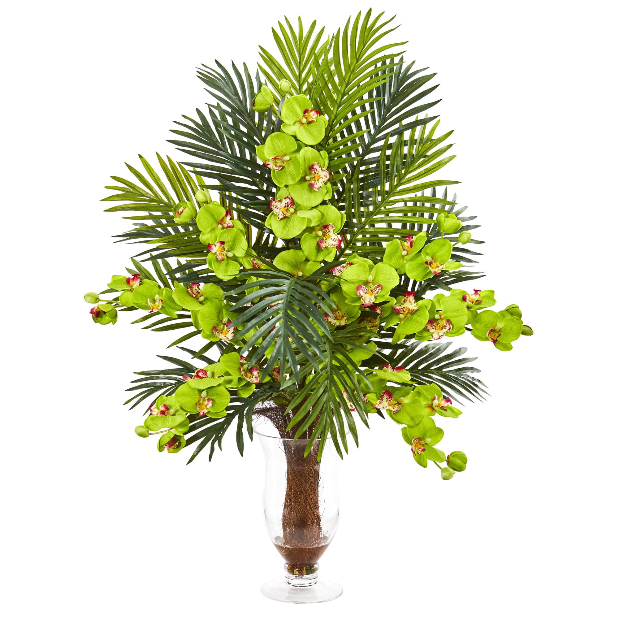 2.5ft. Phalaenopsis Orchid & Areca Palm Arrangement in Glass Vase