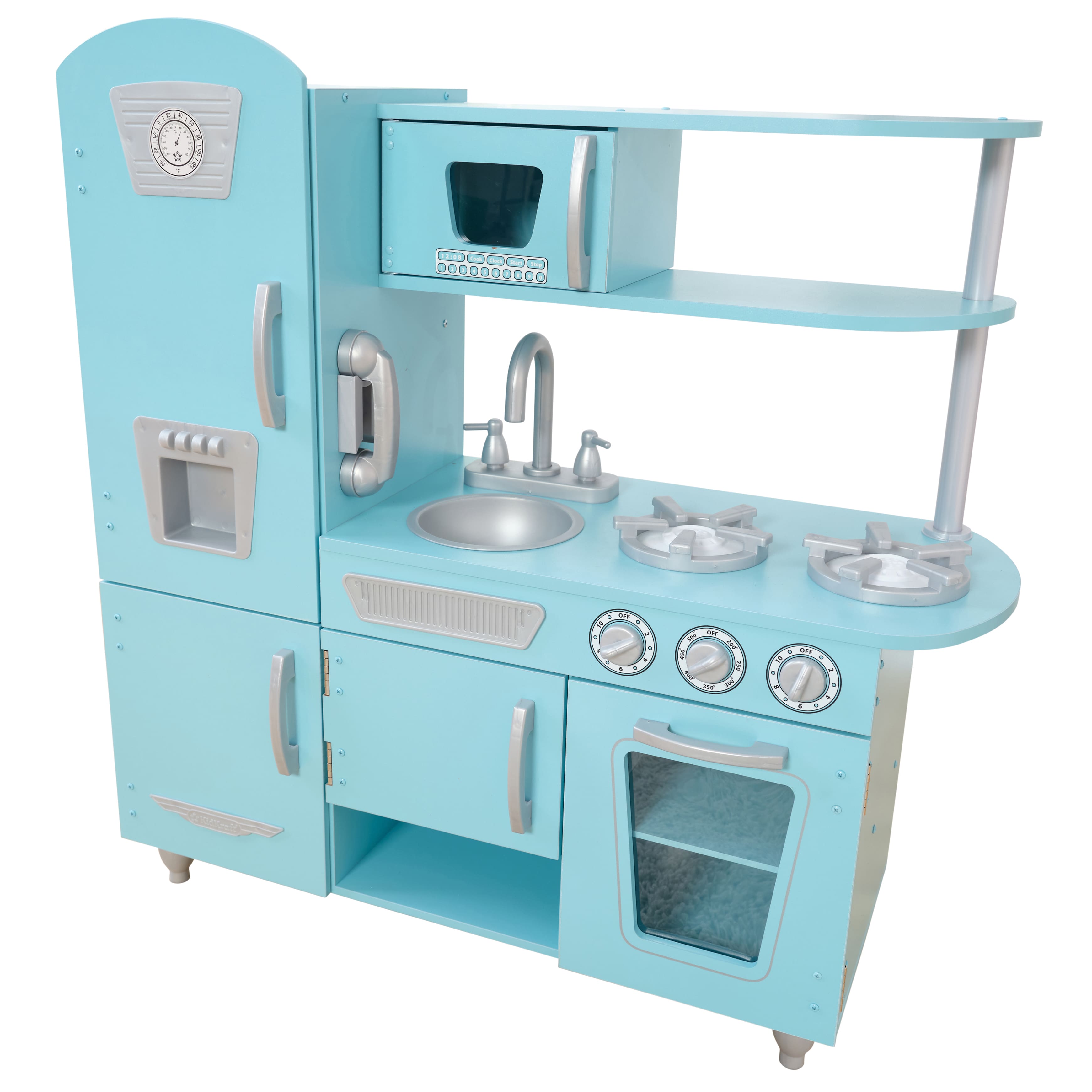 KidKraft Blue Vintage Wooden Play Kitchen with Pretend Ice Maker & Play Phone