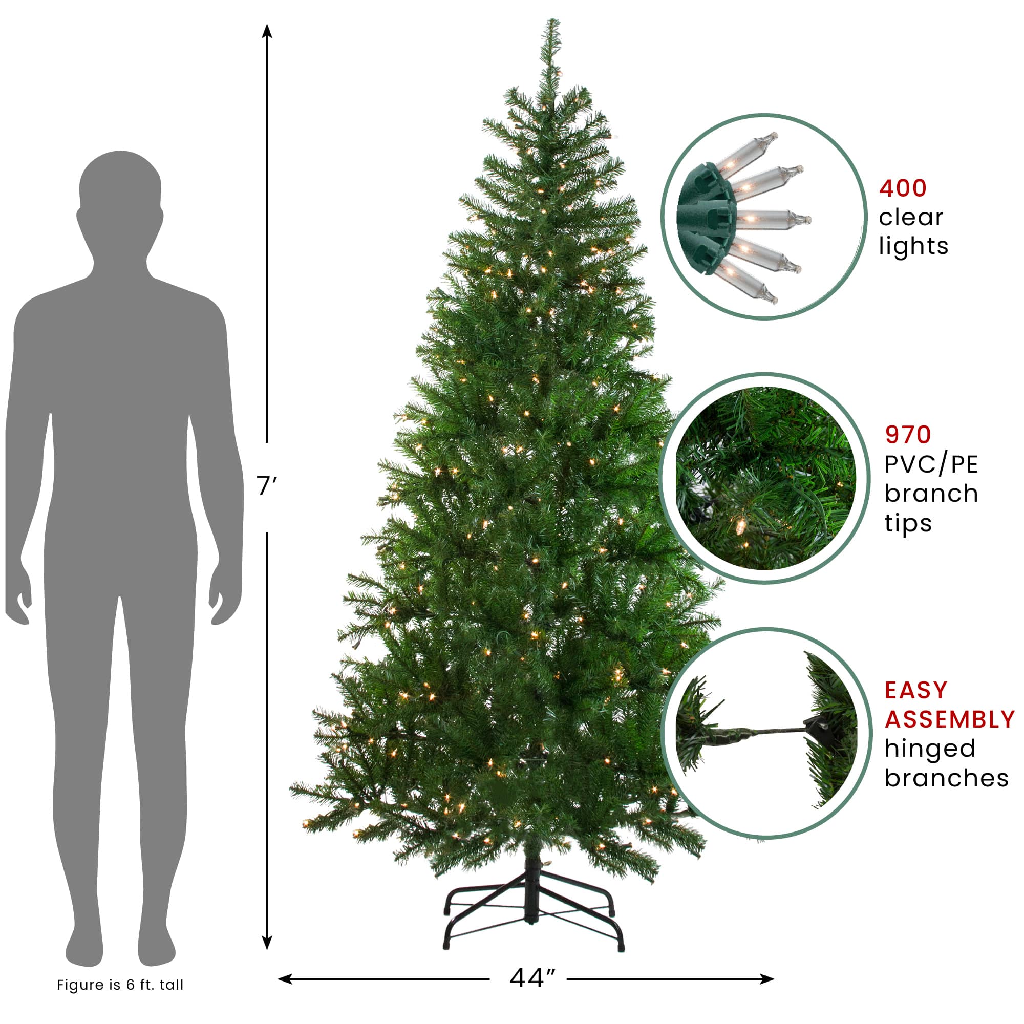 Northlight 7ft. Pre-Lit Vail Spruce Medium Artificial Christmas Tree, Clear Lights