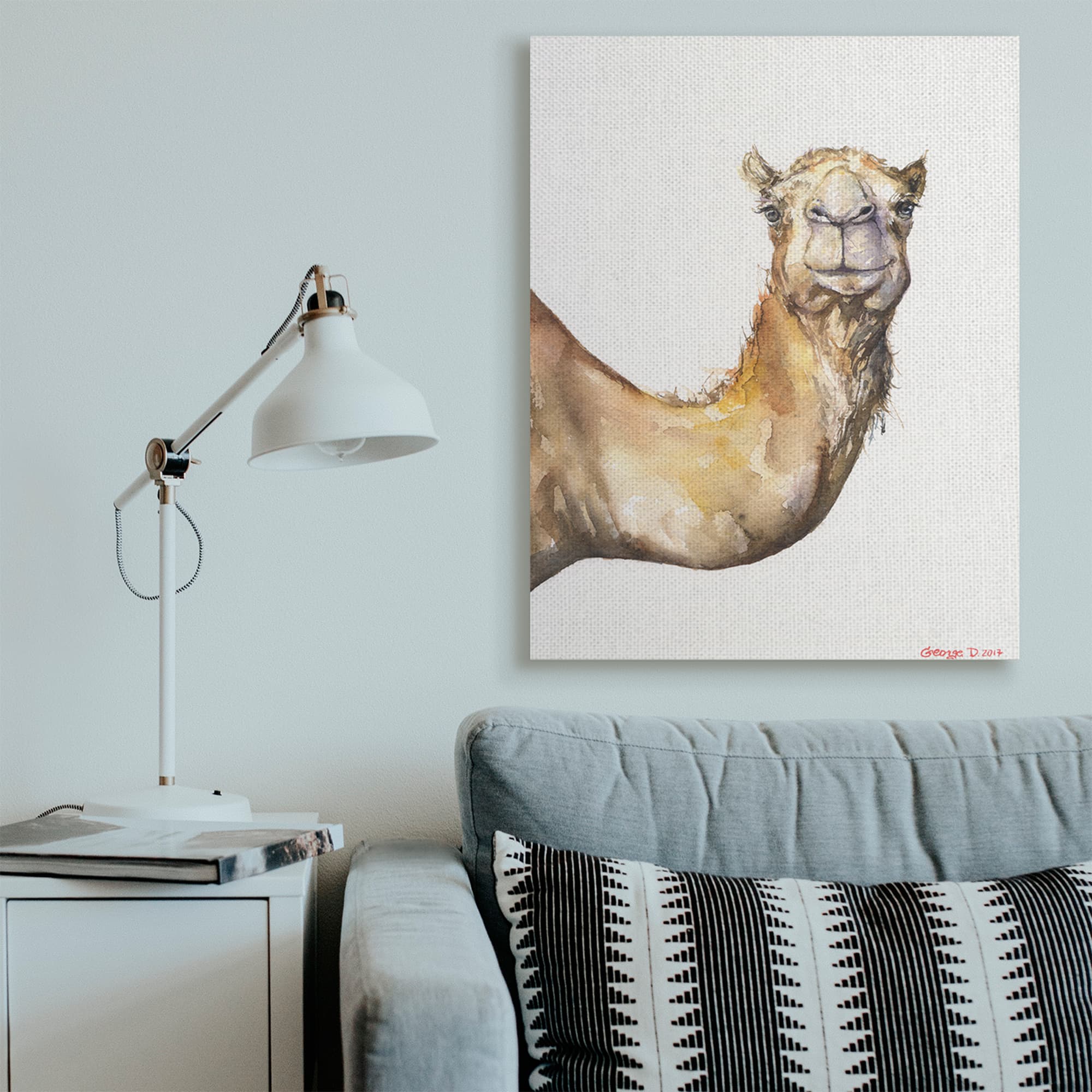 Stupell Industries Camel Side Portrait Desert Animal Tan White Canvas Wall Art
