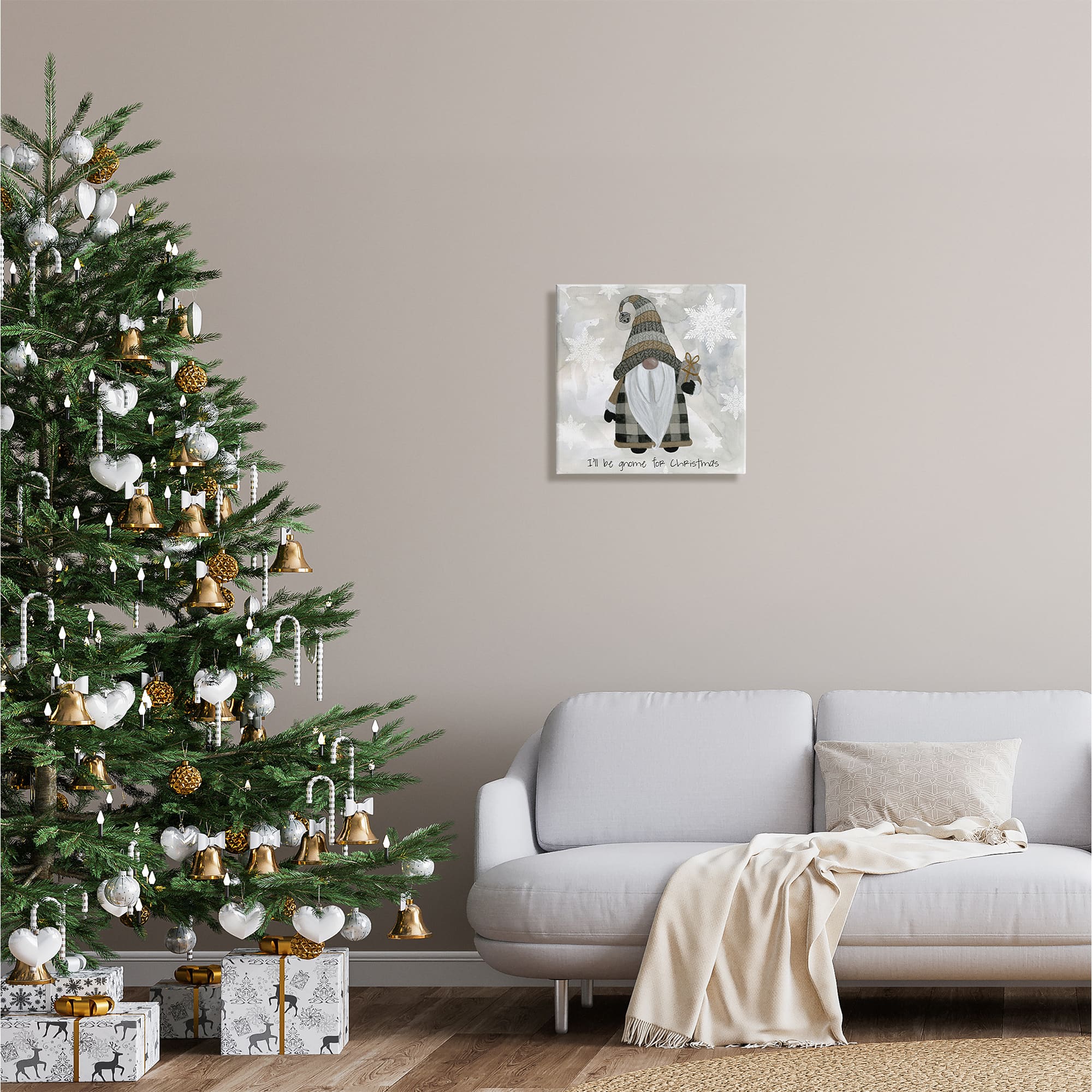 Stupell Industries Gnome For Christmas Phrase Canvas Wall Art