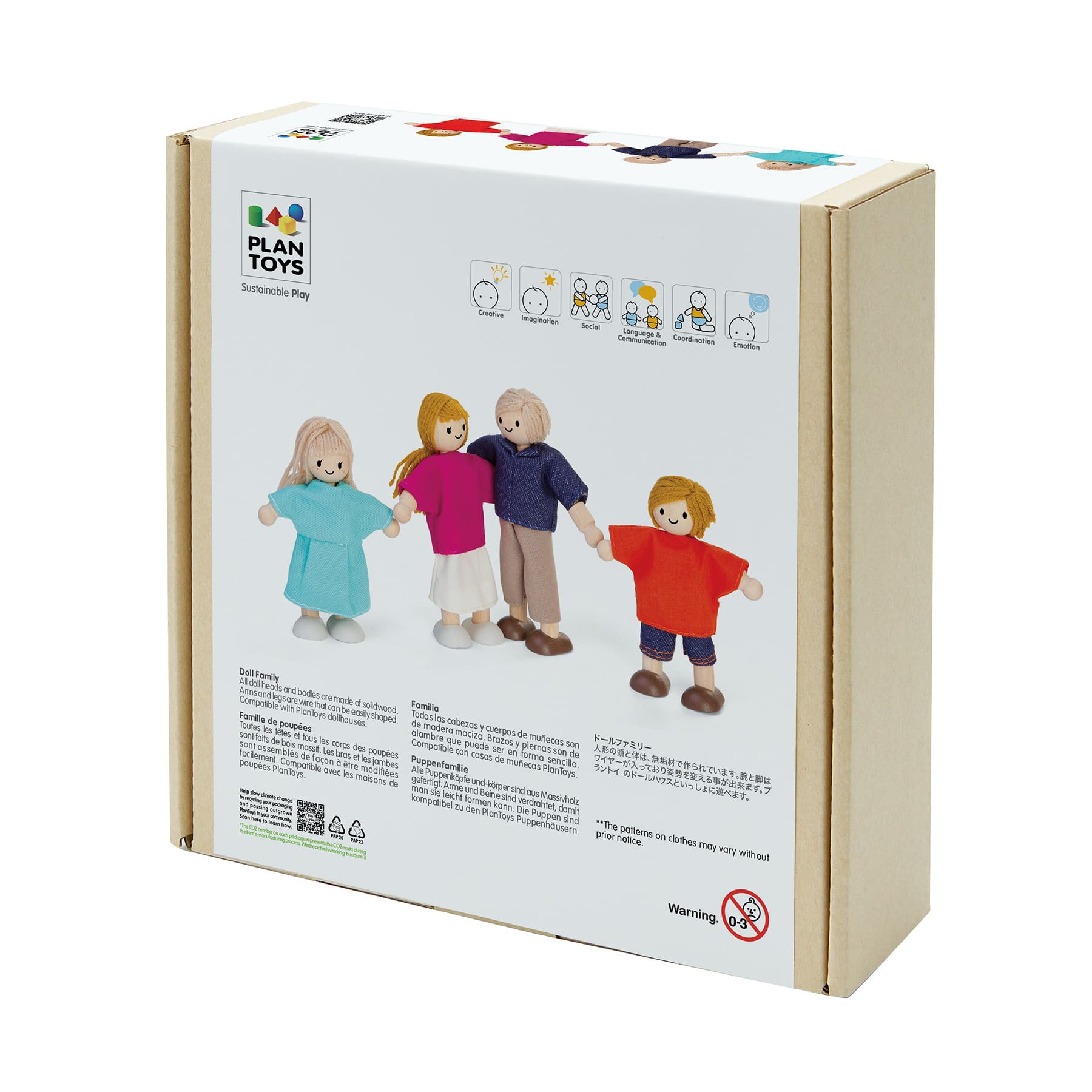PlanToys Light Skin Tone & Blonde Hair Wood Doll Family Set