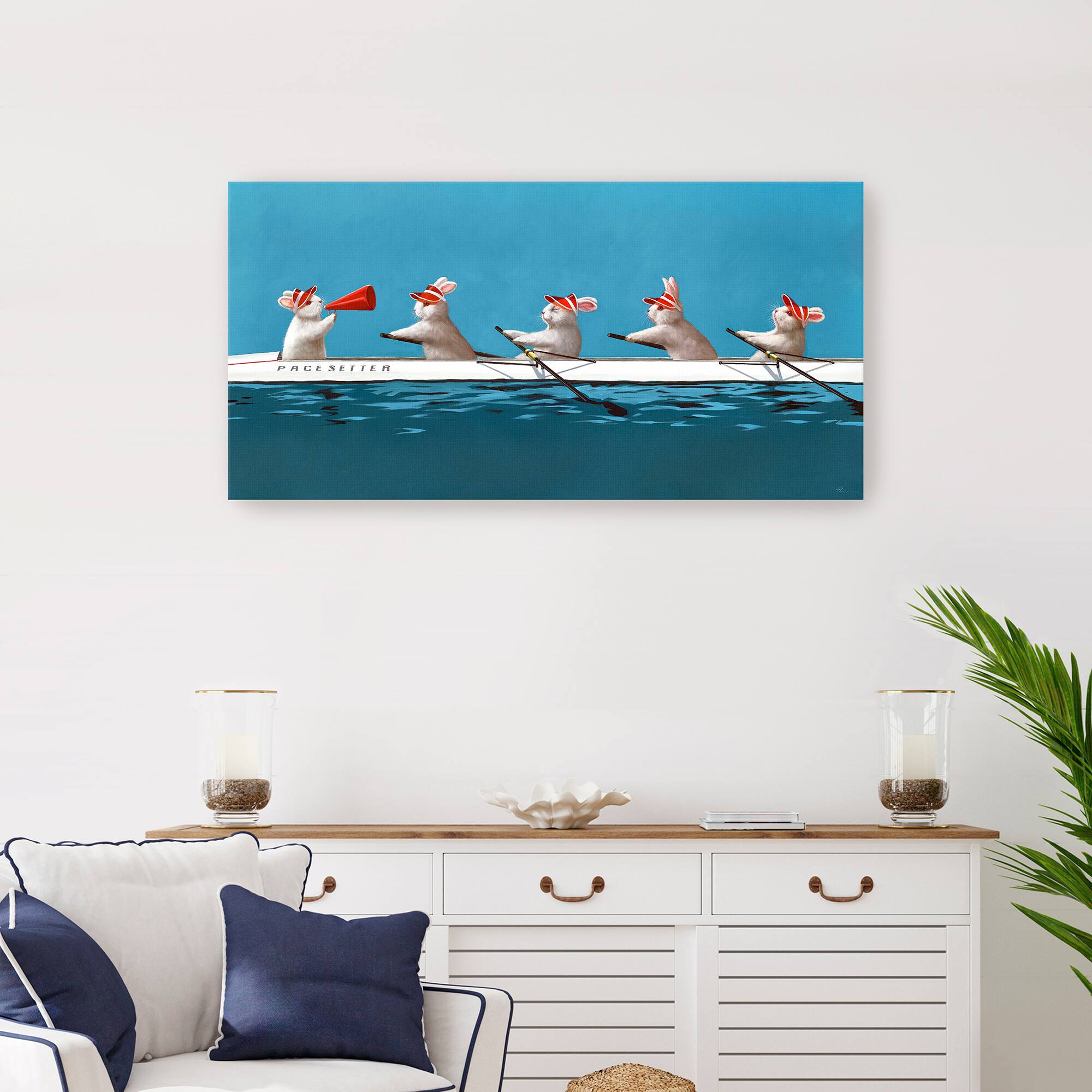 Lumaprints Bunnies in the Boat Canvas Giclée Art