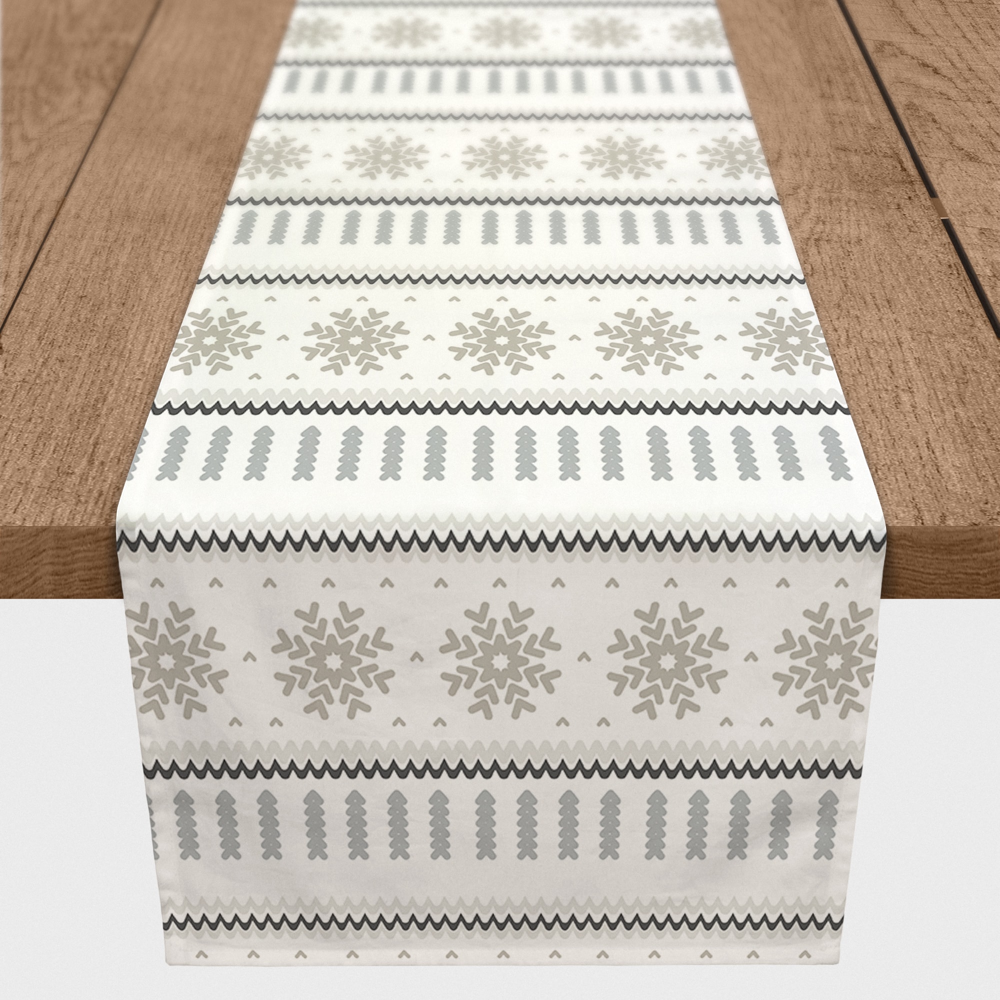Knit Pattern Grey 16x72 Poly Twill Table Runner