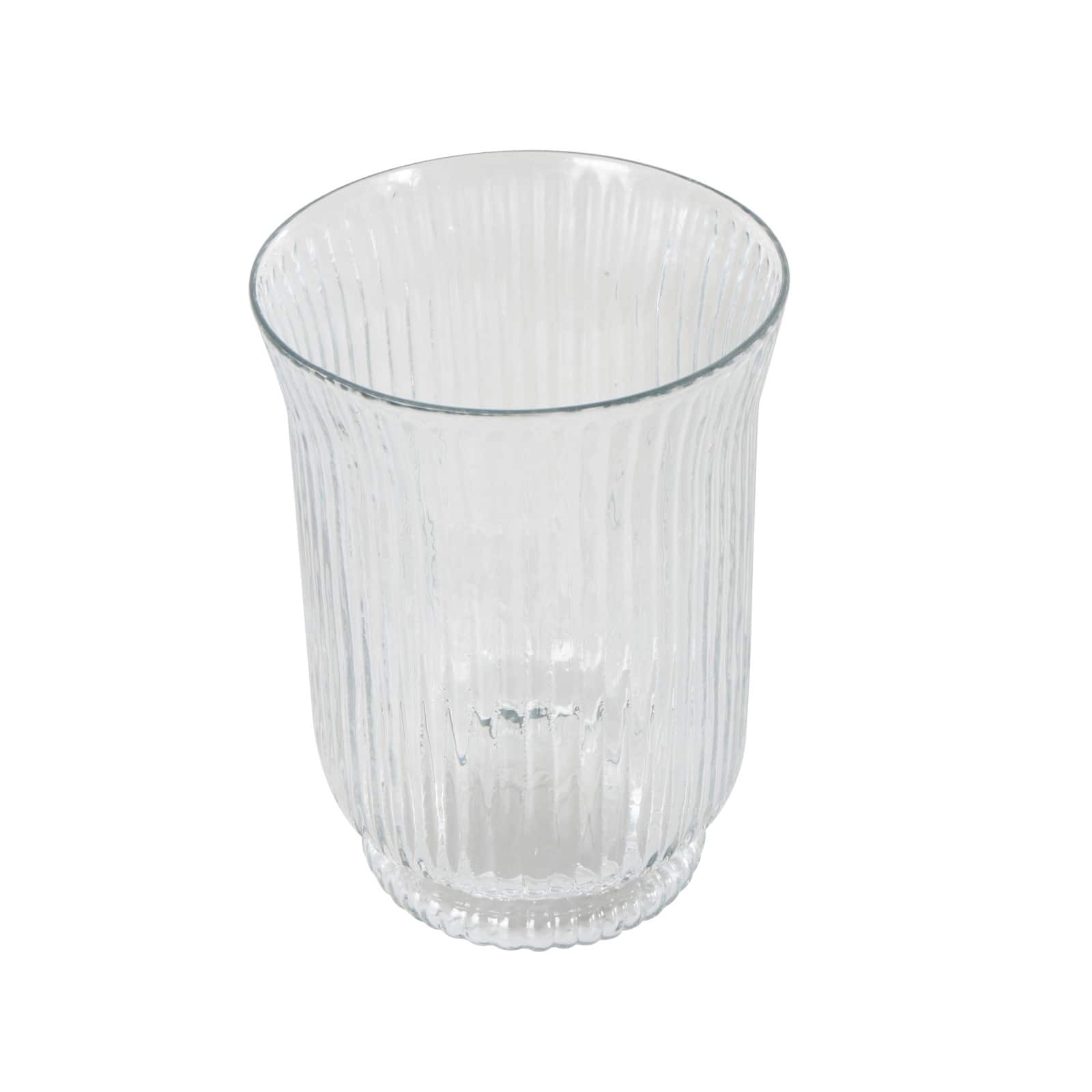 Clear Round Glass Ribbed Fluted Decorative Candle Holder