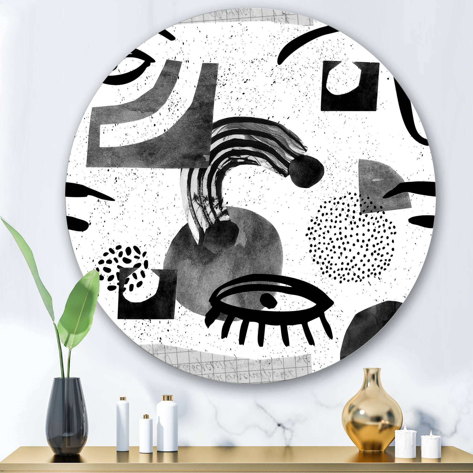 Designart - Collage of Eyes & Doodles In Contemporary Style II