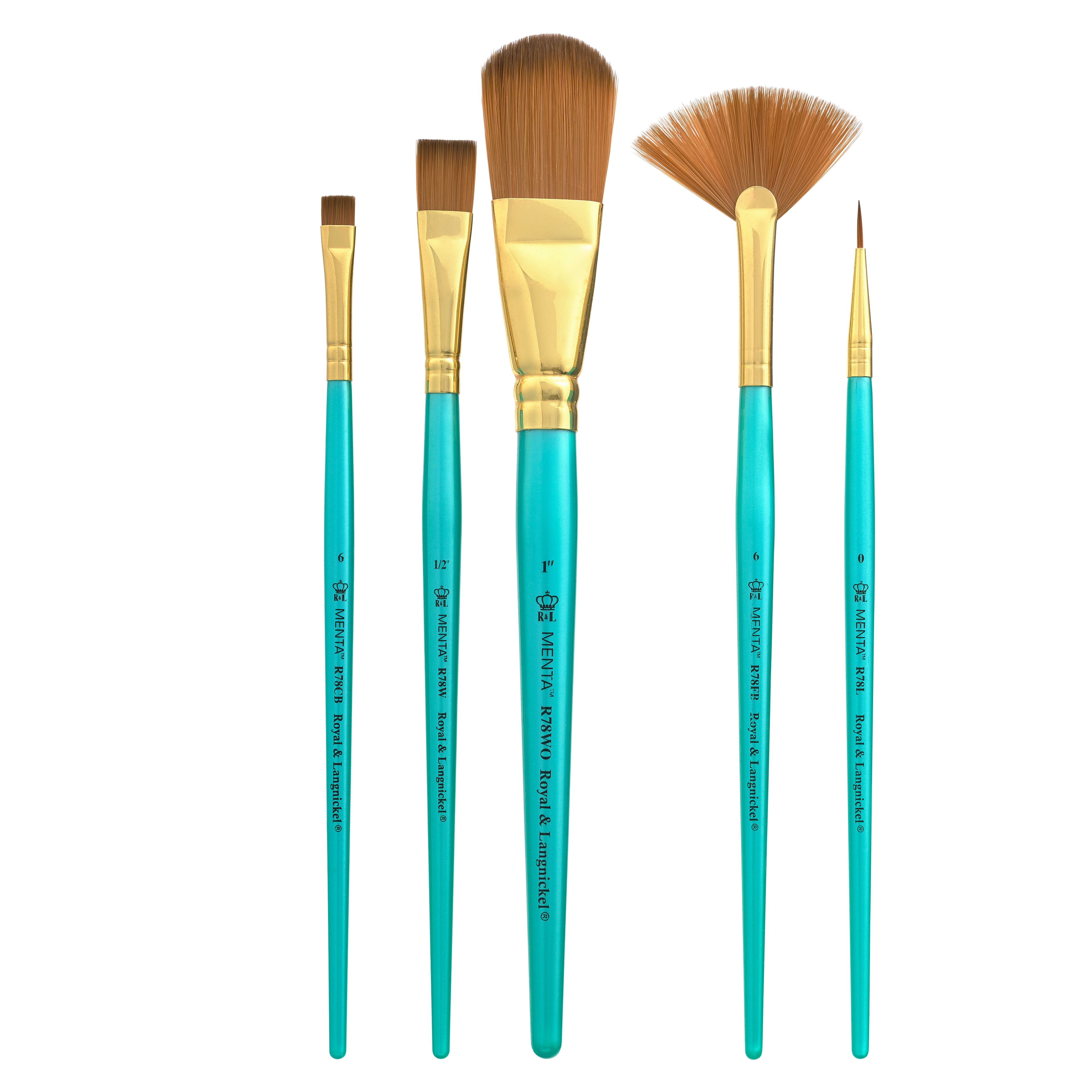 Royal & Langnickel® Menta™ Fan & Liner Synthetic Acrylic 5 Piece Brush Set