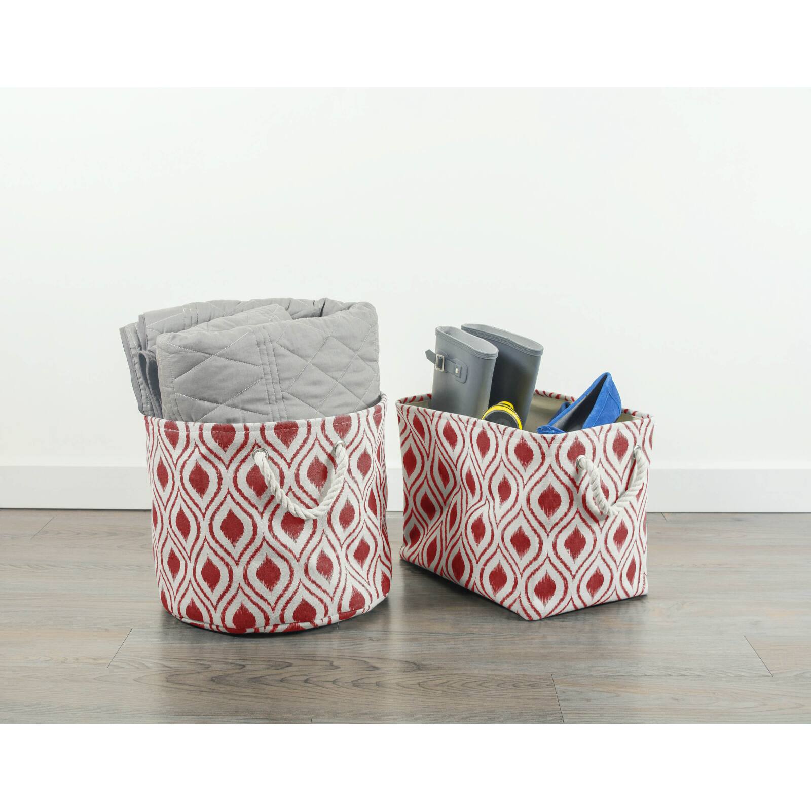 DII® Large Rectangle Ikat Barn Red Polyester Bin