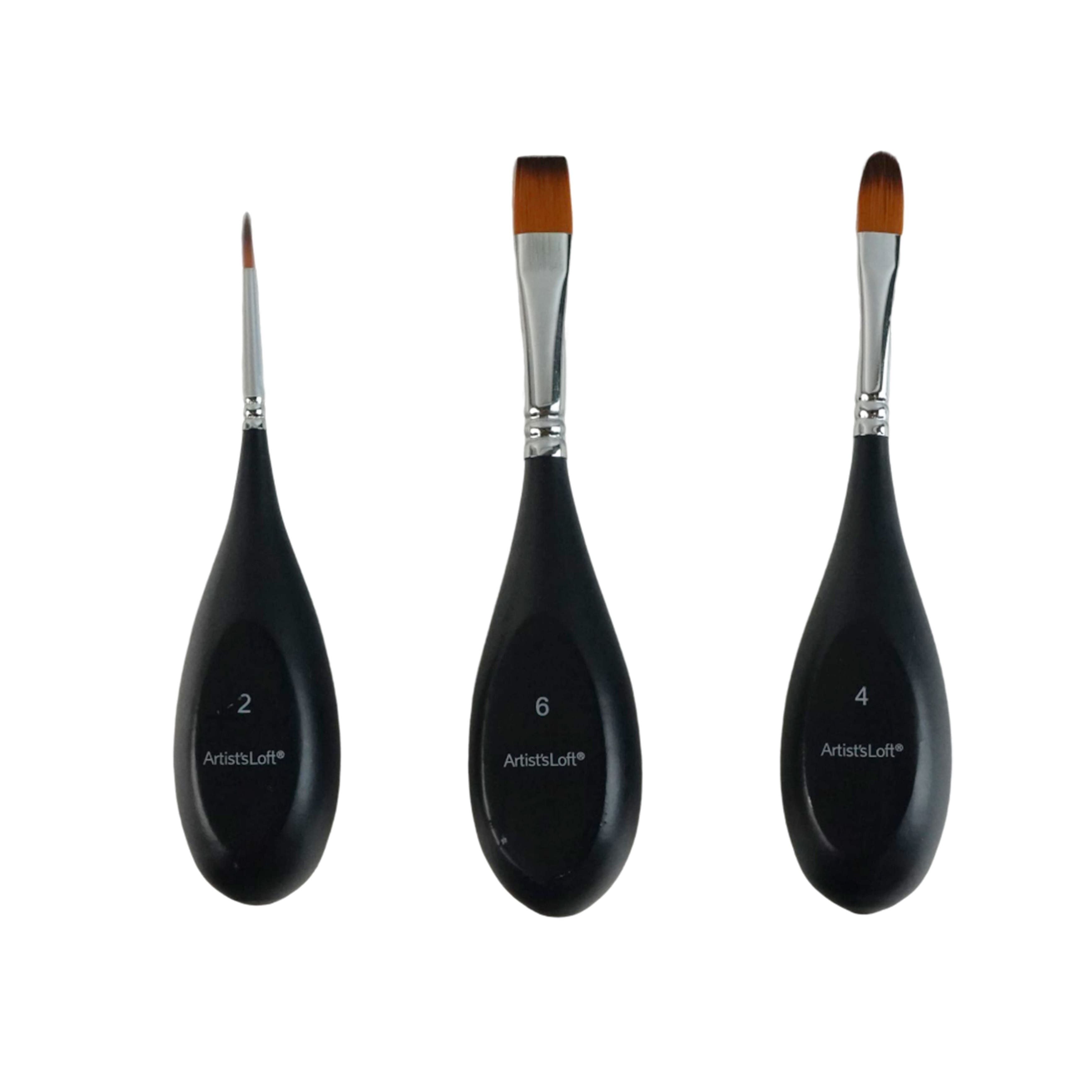 Mixed Media 3 Piece Egg-Shaped Round, Filbert & Bright Paint Brush Set by Artist's Loft®