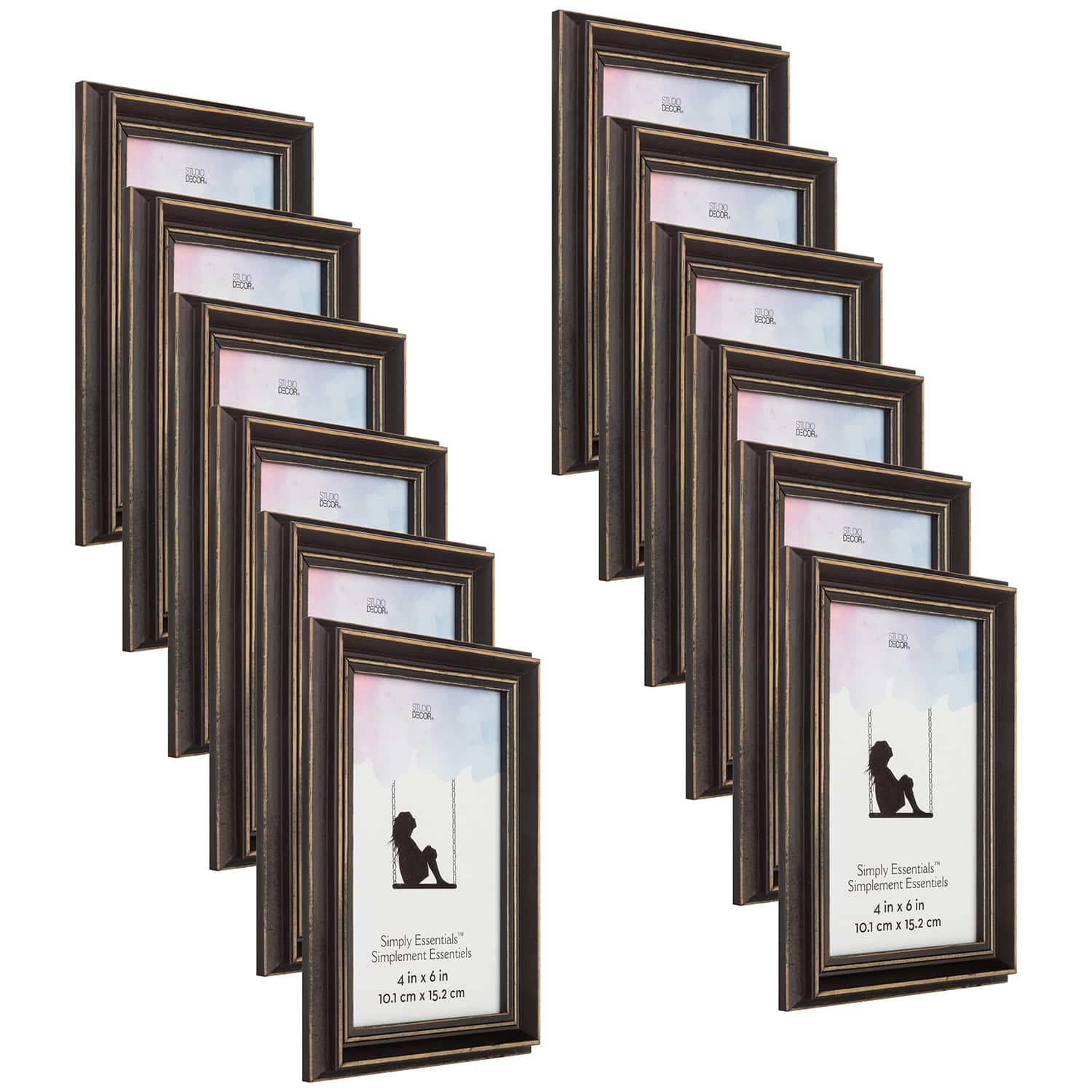 12 Pack: Black Distressed Wood Frame