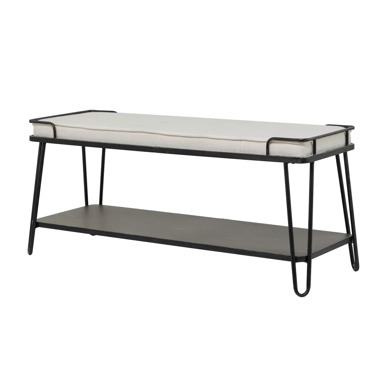 49" Black Metal Industrial Bench