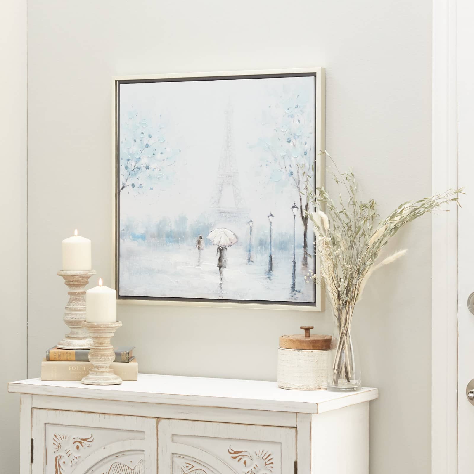 Blue Polystone Transitional Framed Wall Art, 24" x 24"