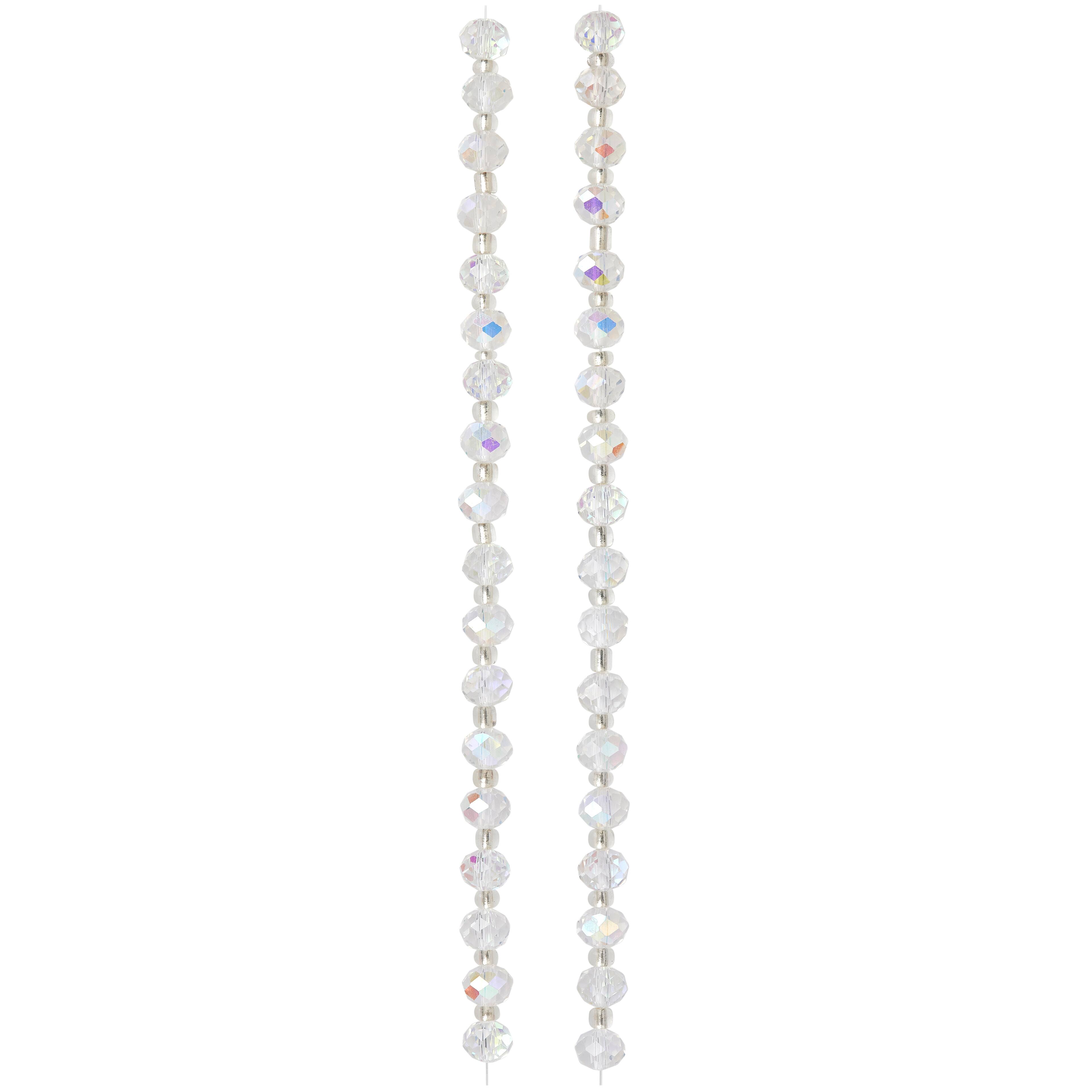 Crystal AB Faceted Glass Rondelle Beads, 8mm by Bead Landing™