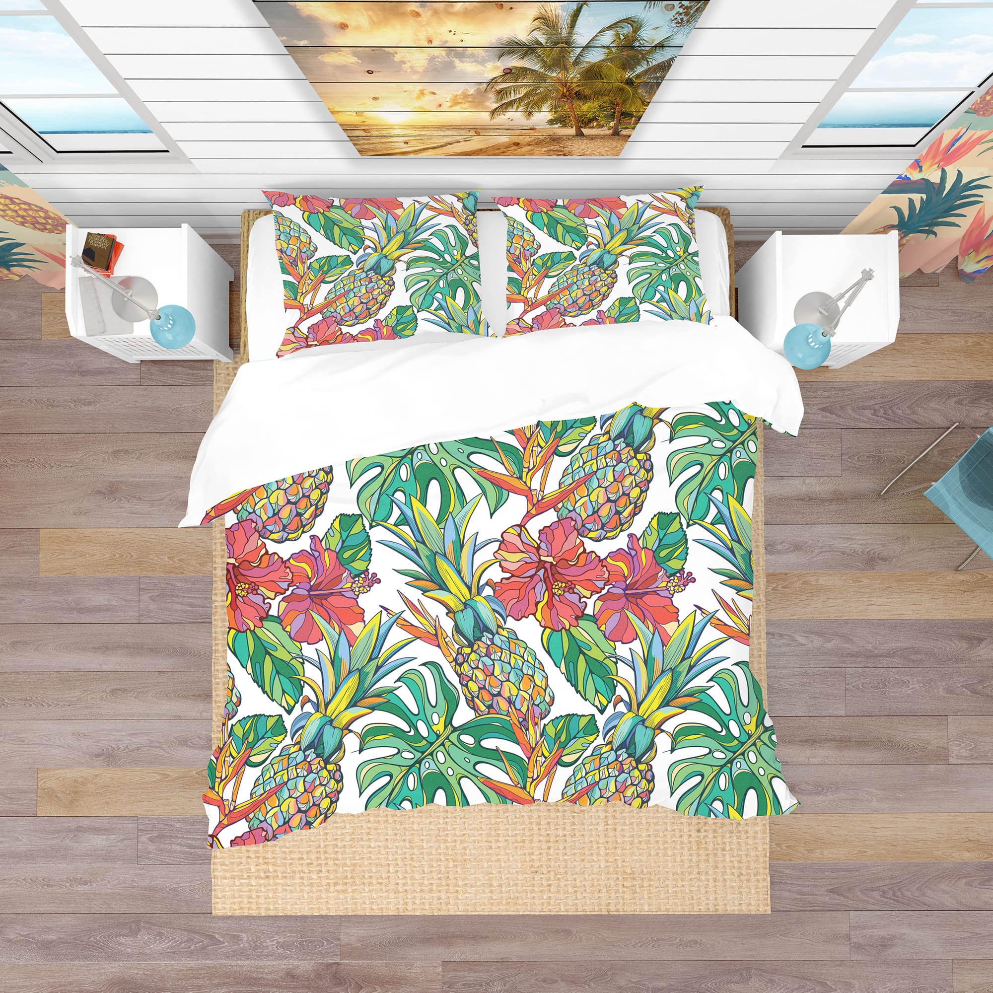 Designart 'Colorful Tropical Pattern' Tropical Bedding Set - Duvet Cover & Shams