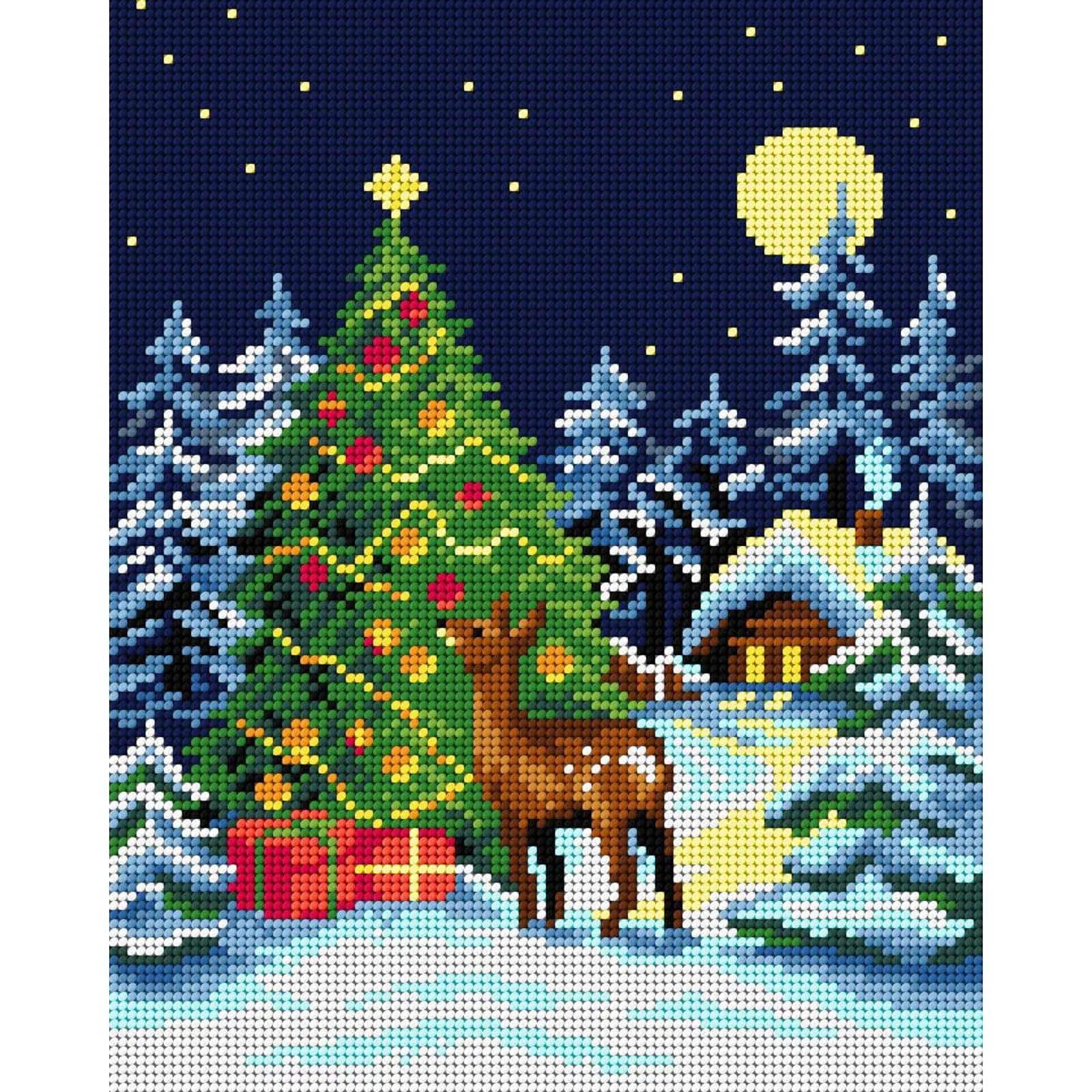 Orchidea Gobelin Canvas for Halfstitch without Yarn Christmas Tree in the Forest