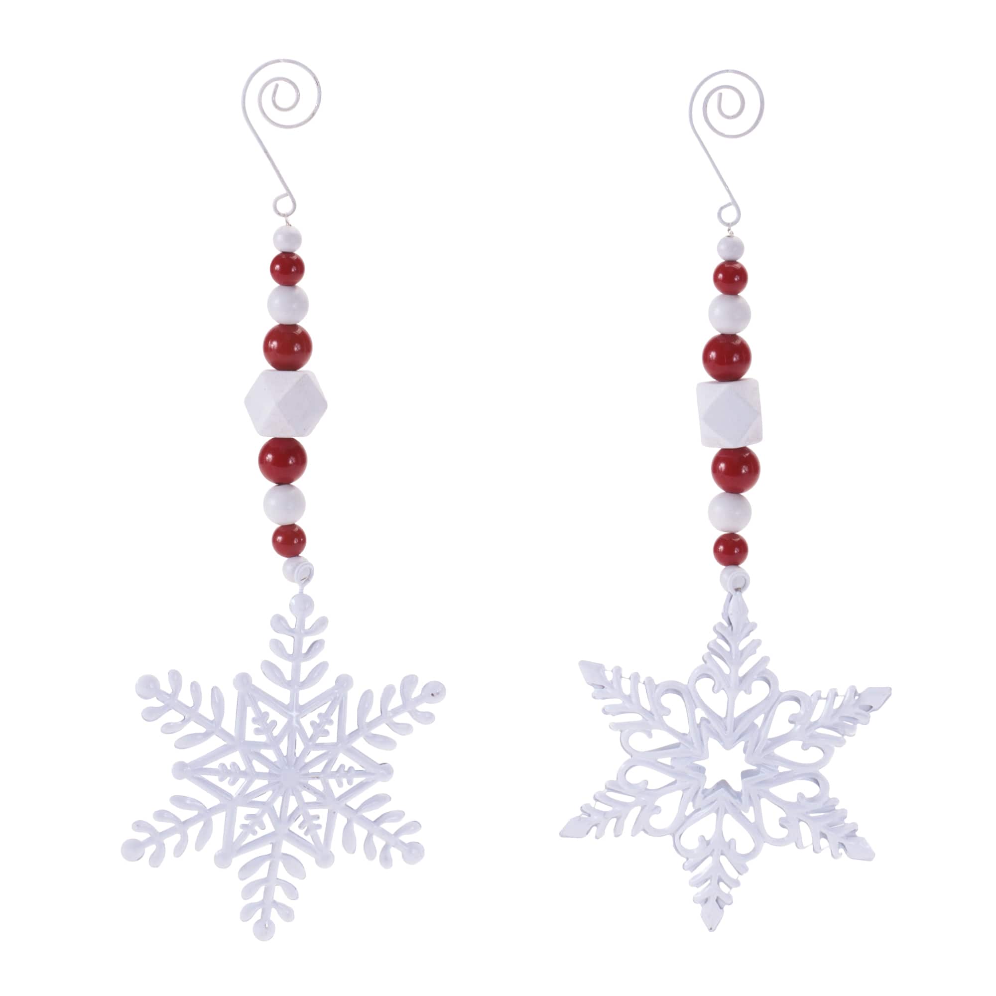 Melrose 9.75" Red & White Snowflake Drop Ornaments Set