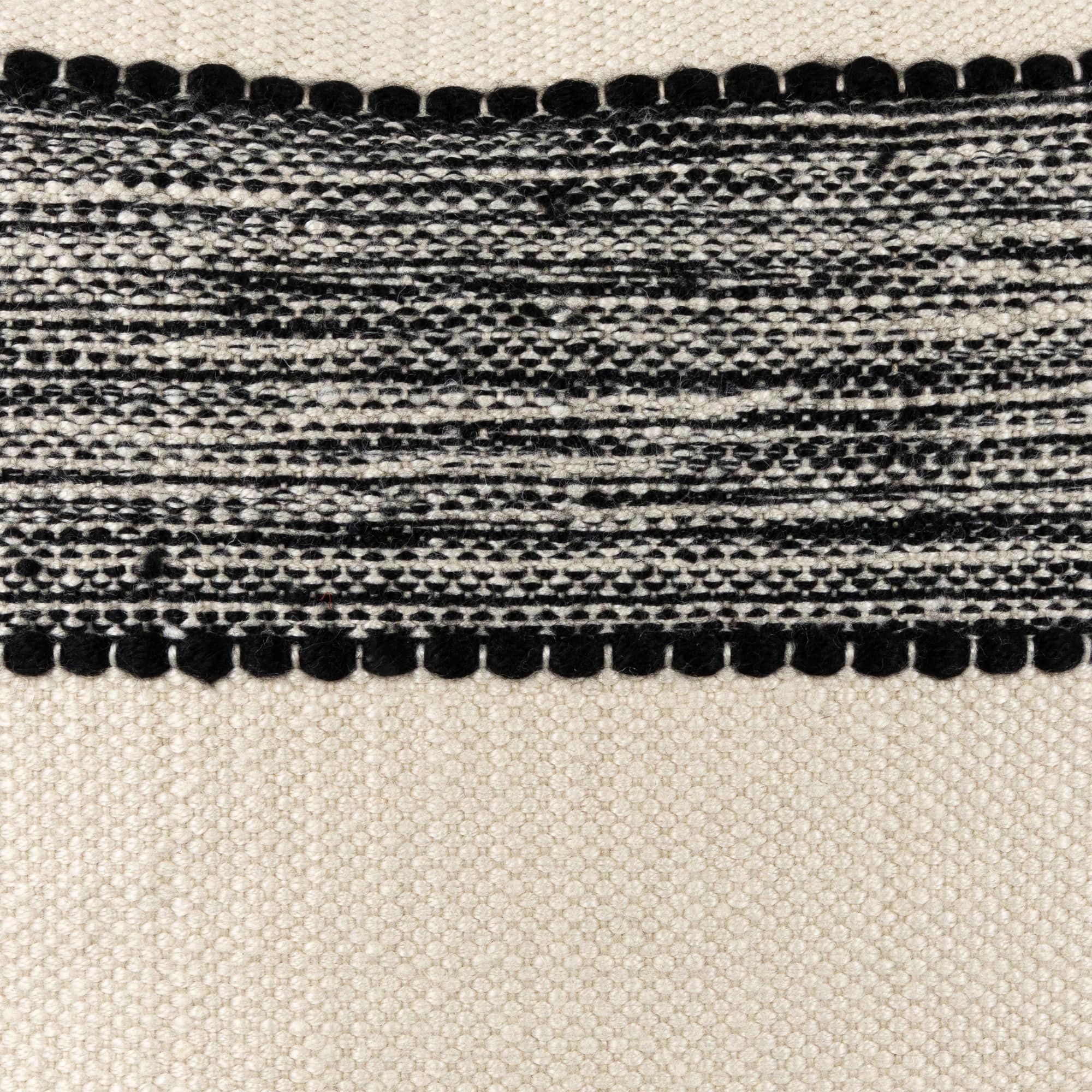 Black & Cream Textured Block Handloom Woven Outdoor Square Cushion