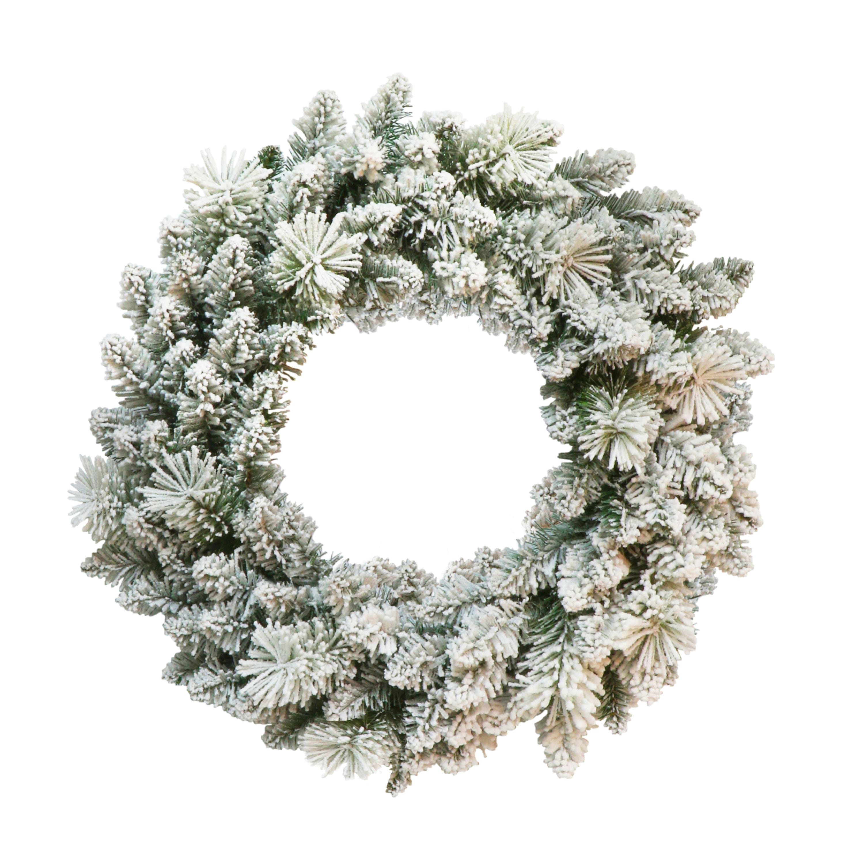 6 Pack: 24" Flocked Spruce Wreath