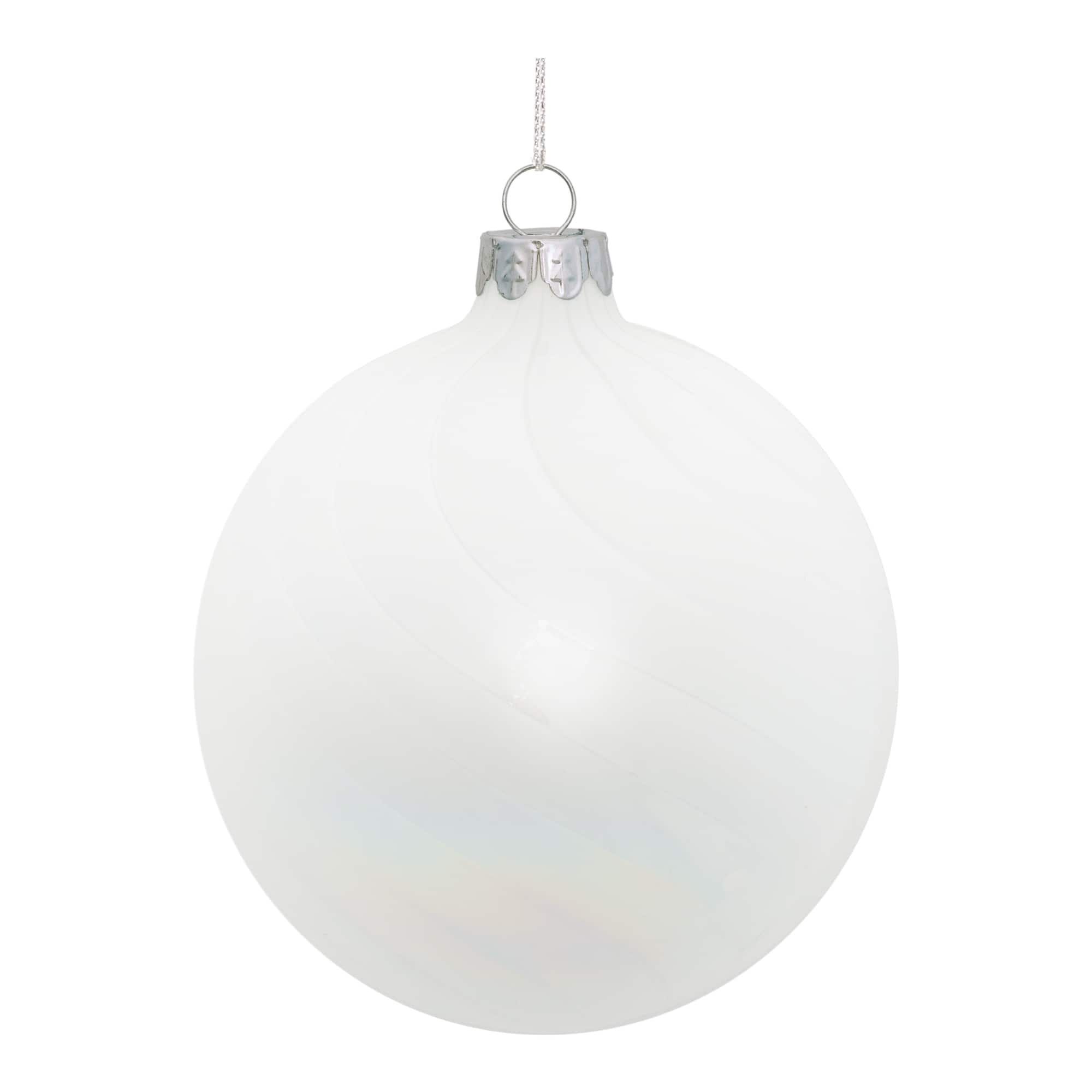 White Iridescent Glass Ball Ornament Set