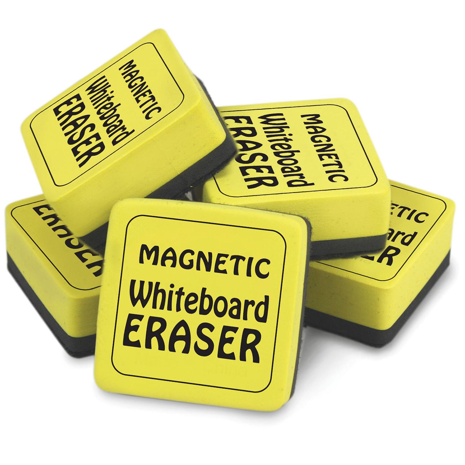 The Pencil Grip™ 2" x 2" Yellow & Black Magnetic Whiteboard Eraser, 2 Packs of 12