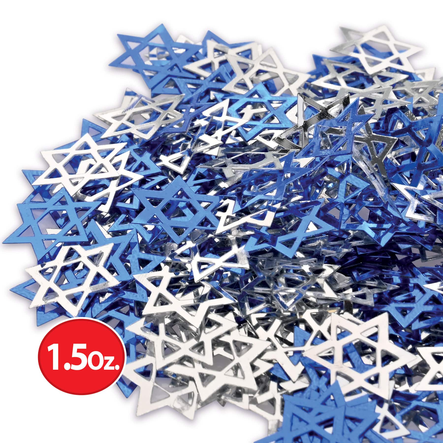 Beistle 1.5oz. Blue & White Fanci-Fetti Star of David, 3ct.