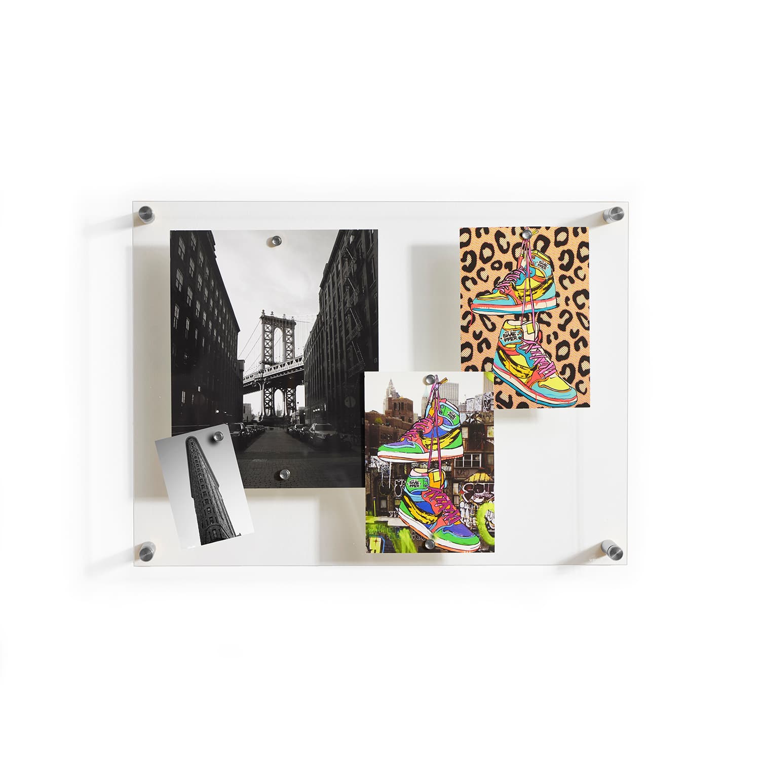 Wexel Art Easy Change Memo Board + Magnets with Silver Hardware