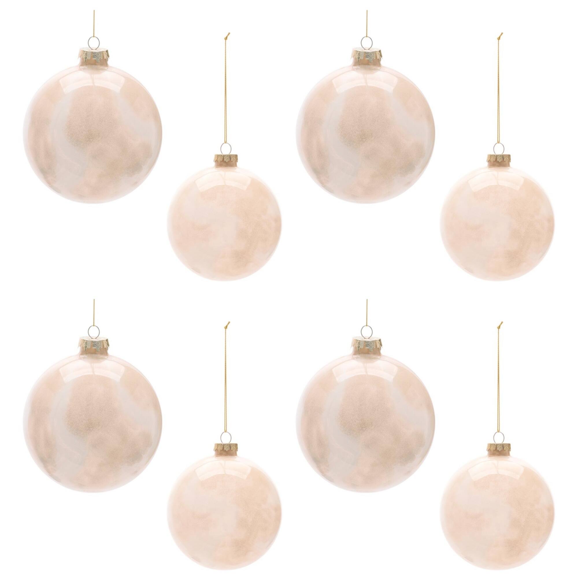 Melrose Beige Frosted Glass Ball Ornament Set
