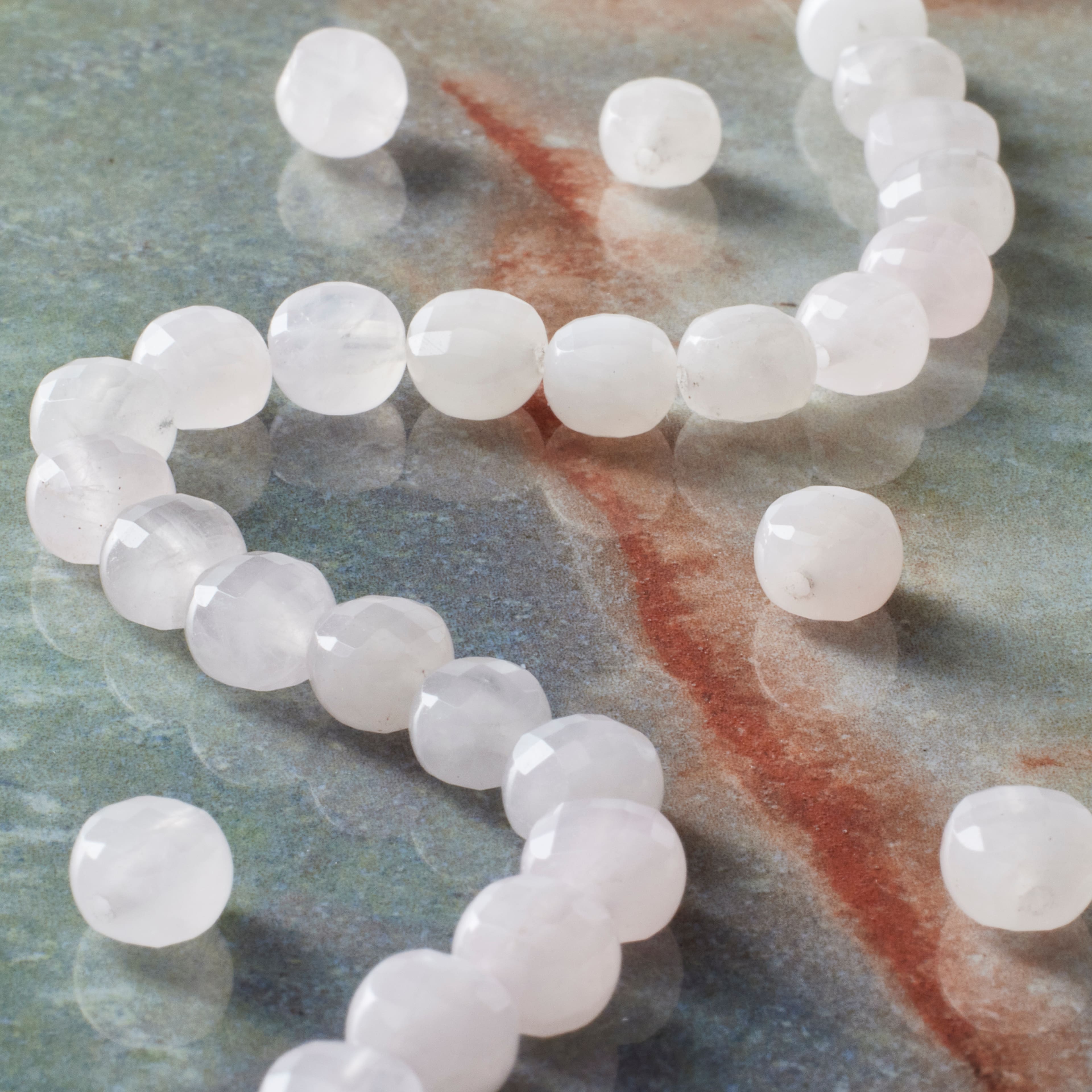 12 Pack: Pink Faceted Rose Quartz Coin Beads, 6mm by Bead Landing™