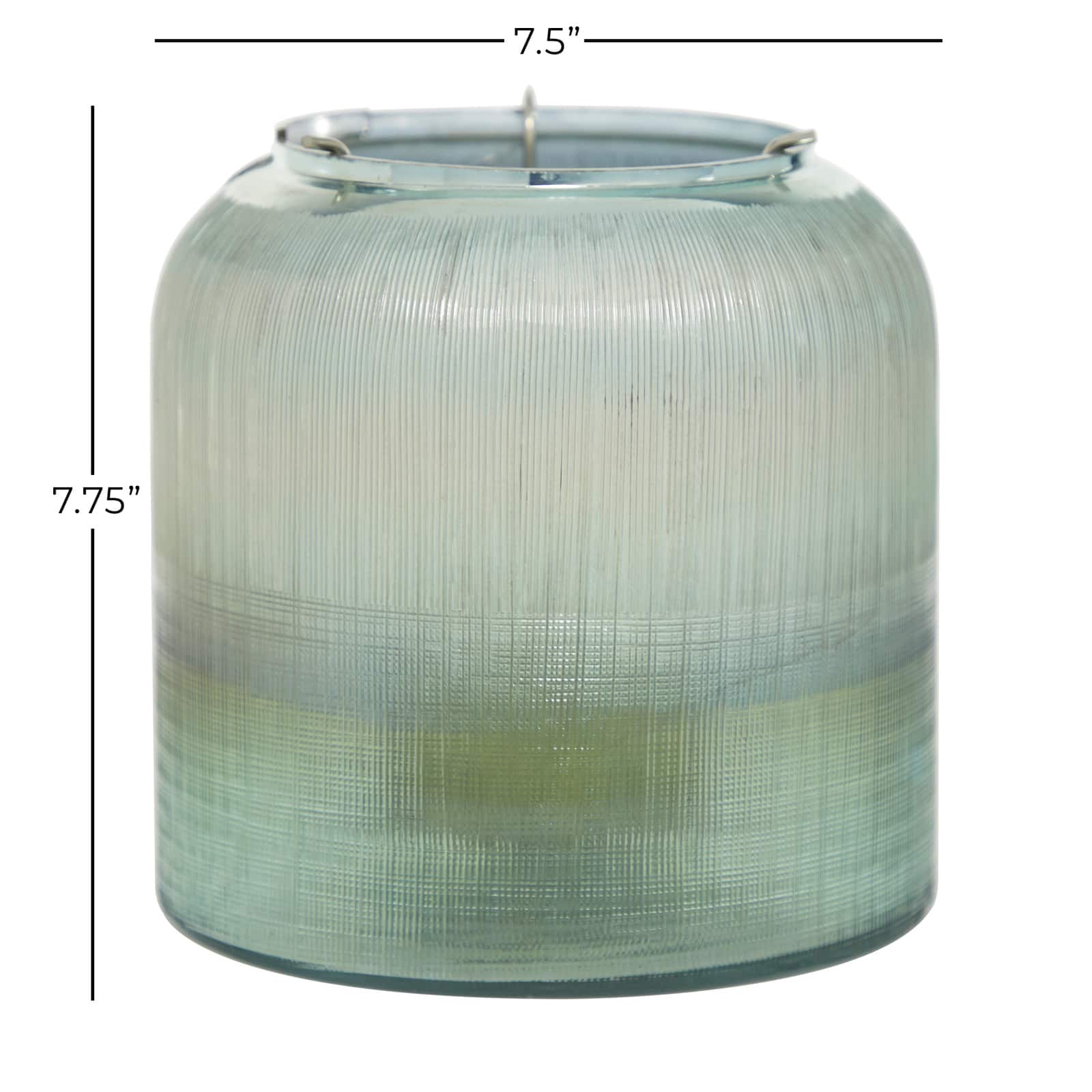 8" Turquoise Glass Contemporary Candlestick Holder