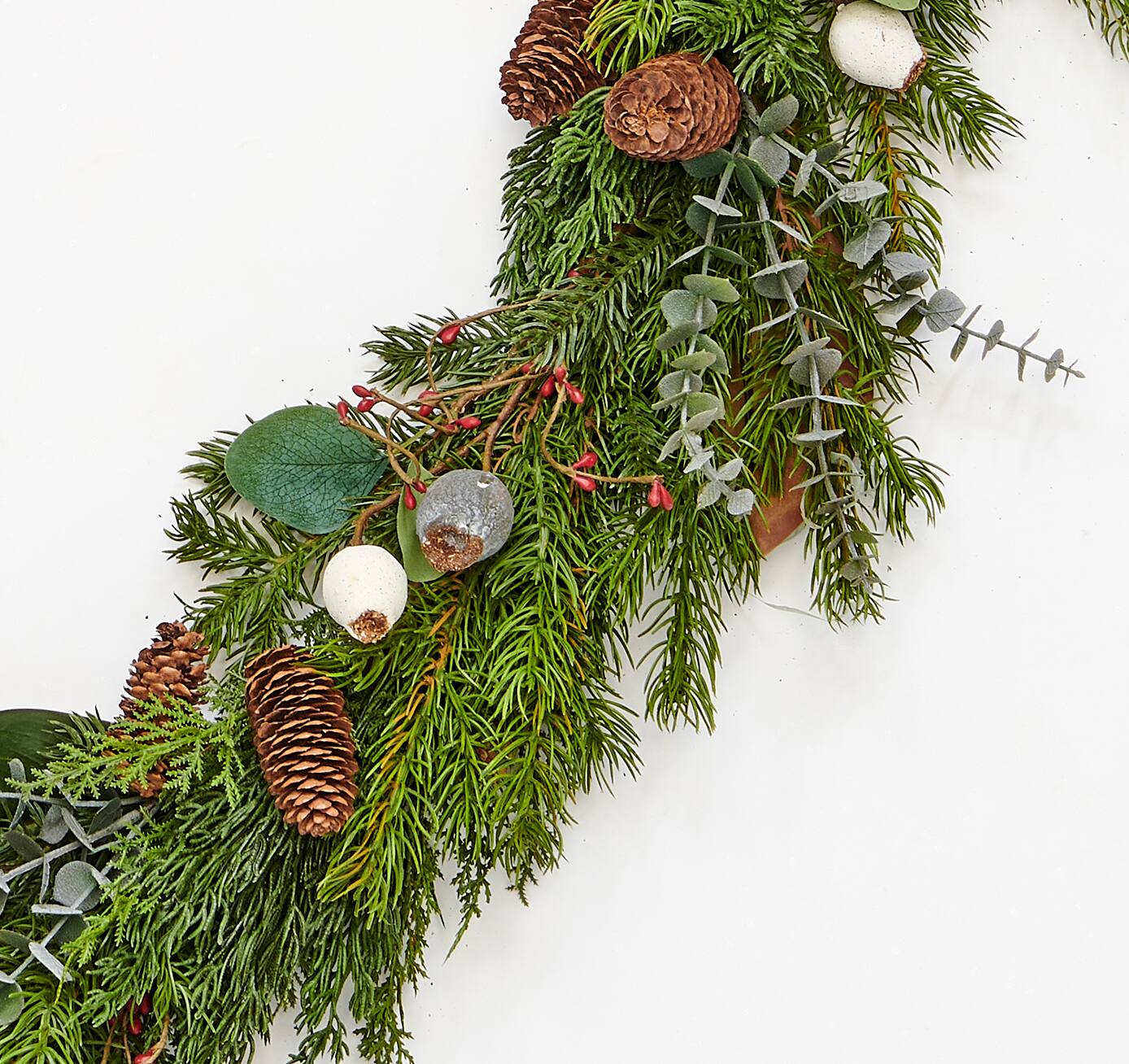 69" Evergreen Pine Cypress Pinecones & Fig Artificial Garland