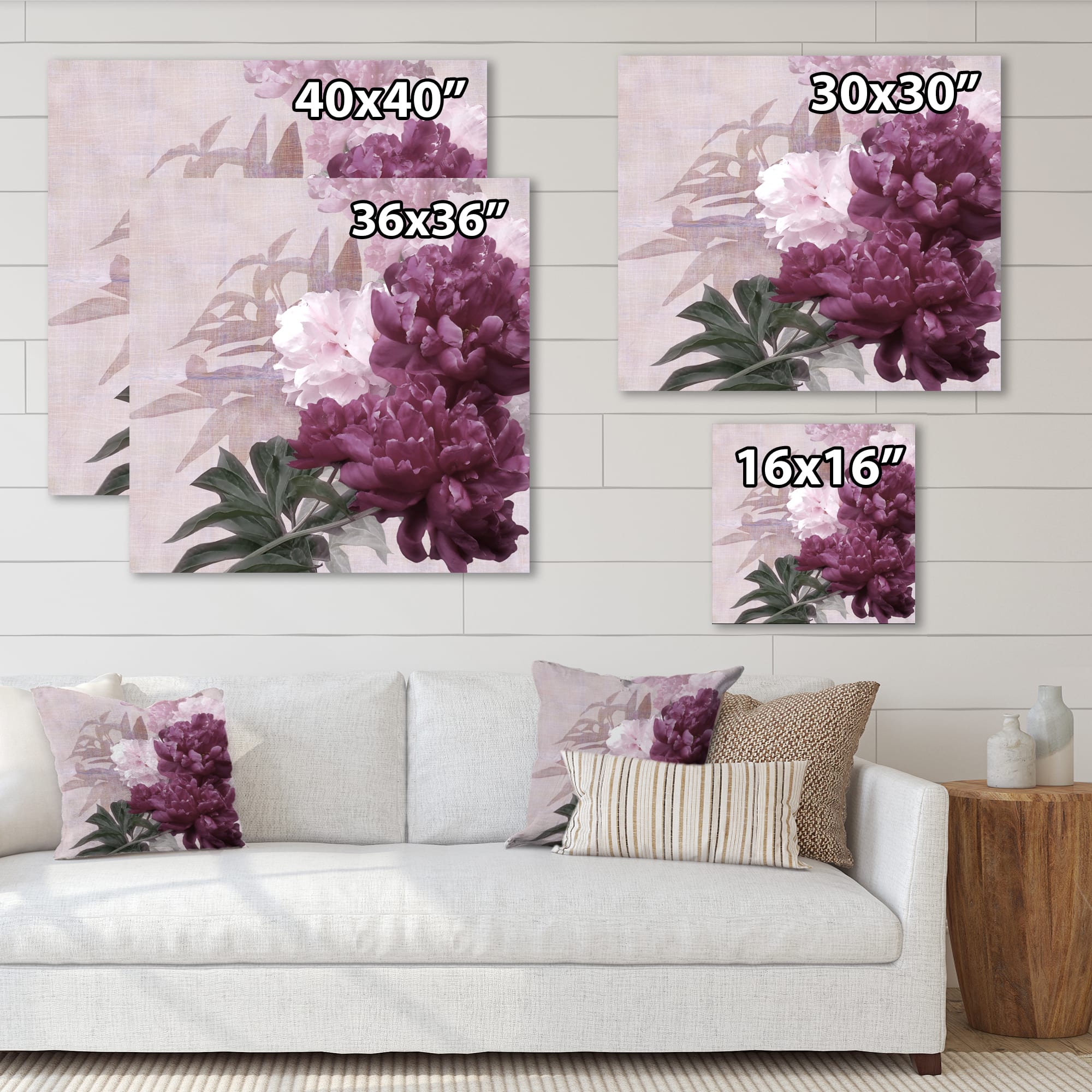 Designart - Vintage Purple and Pink Flowers I - Traditional Canvas Wall Art Print