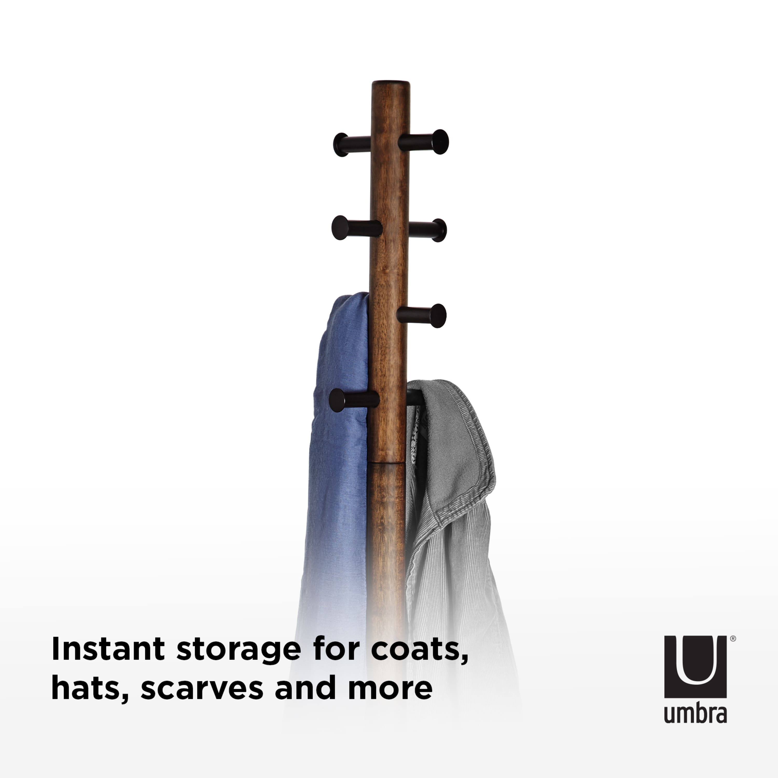 Umbra 66" Black & Walnut Pillar Coat Rack
