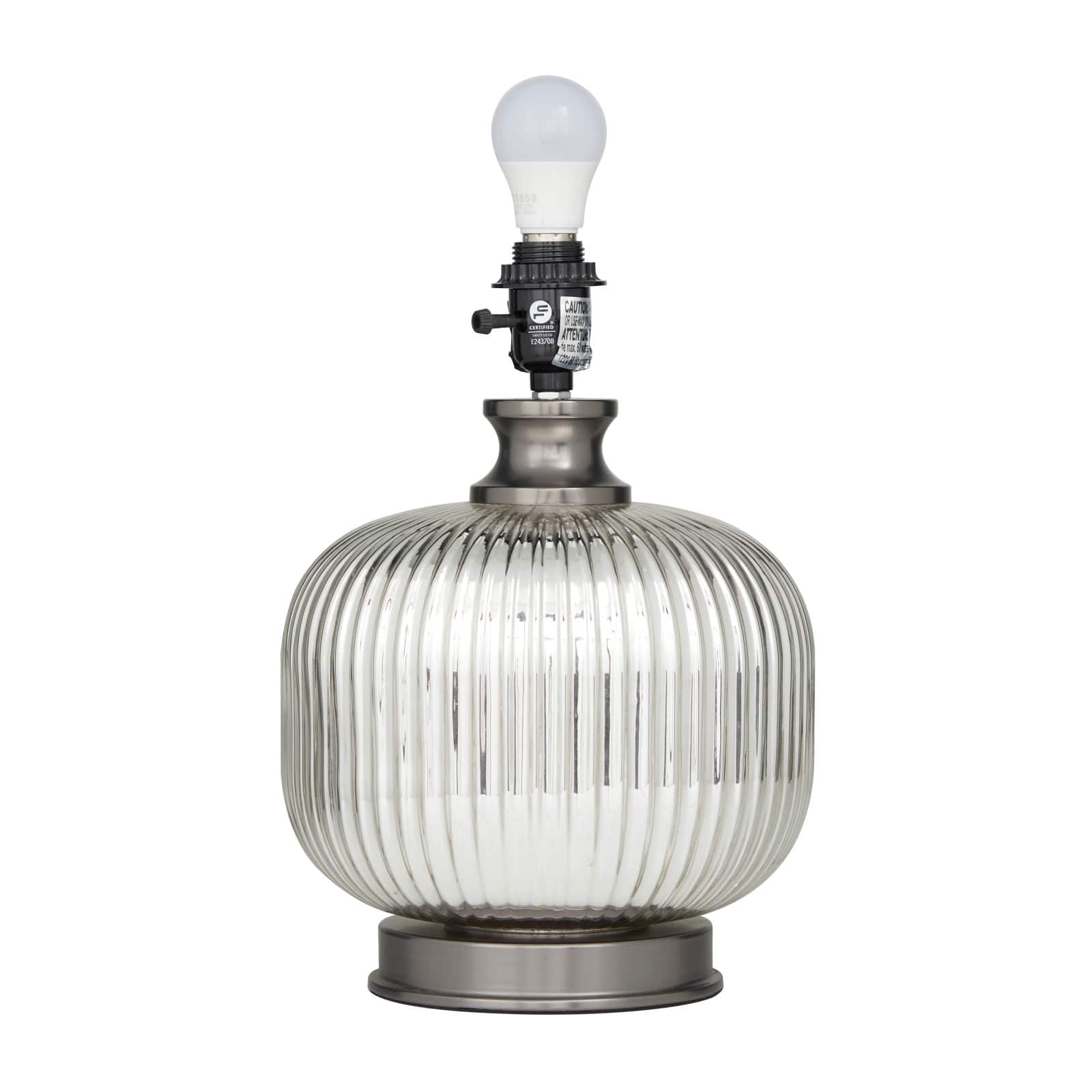 Grey Glass Modern Accent Lamp, 15" x 15" x 21"